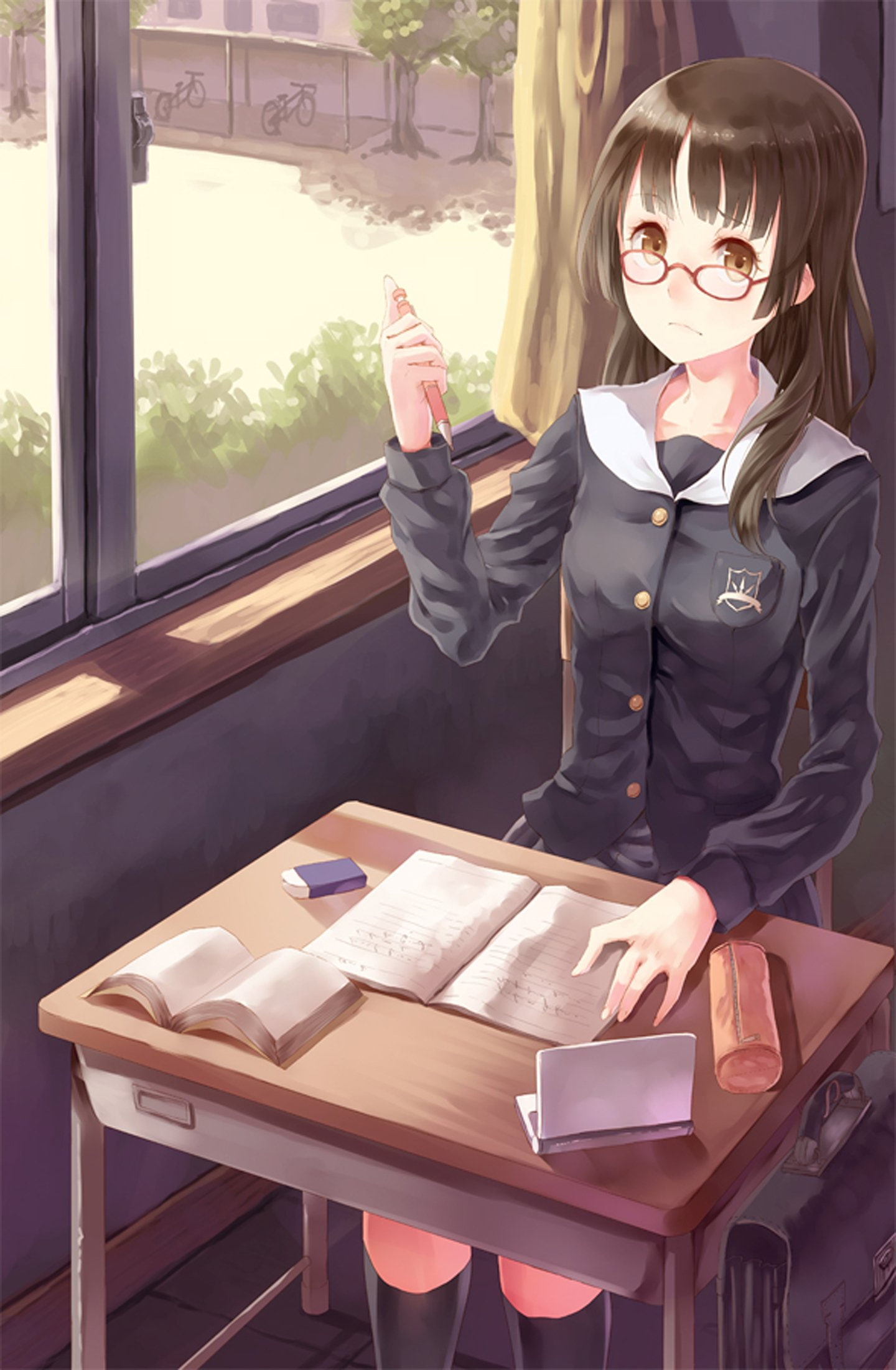 school, anime, uniform, girl, 1080P, paseri, Phone HD Wallpaper