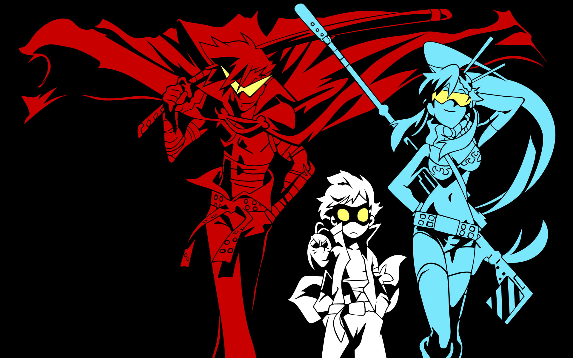 simple background, 1080P, Tengen Toppa Gurren Lagann, Littner Yoko, Simon, Kamina, anime, anime girls, HD Wallpaper