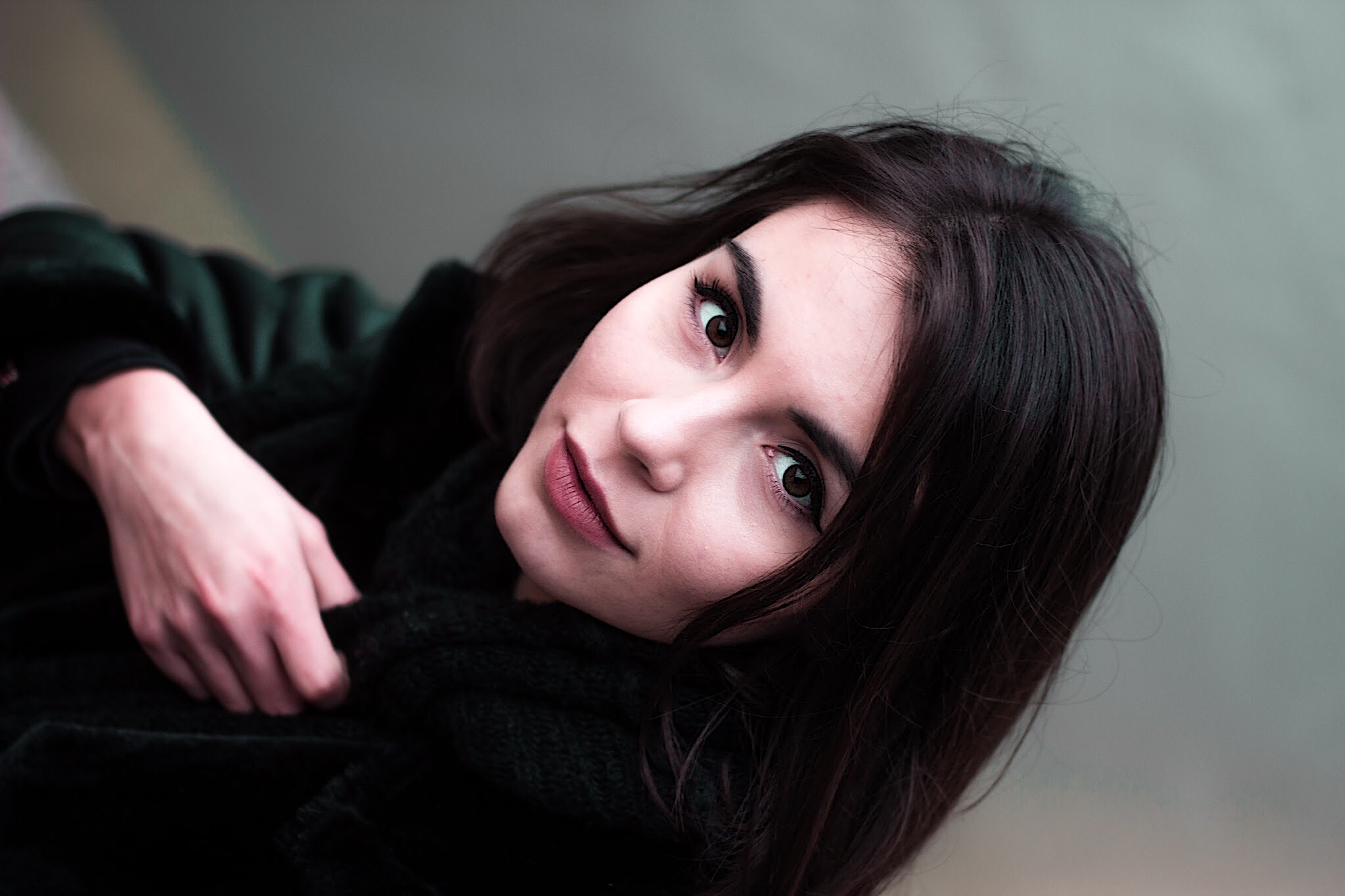 front view, facing camera, teenager, brown hair, 8K, looking, one person, adult, emotion, person, hair, happiness, young women, sharp, jacket, women, wearing, HD Wallpaper