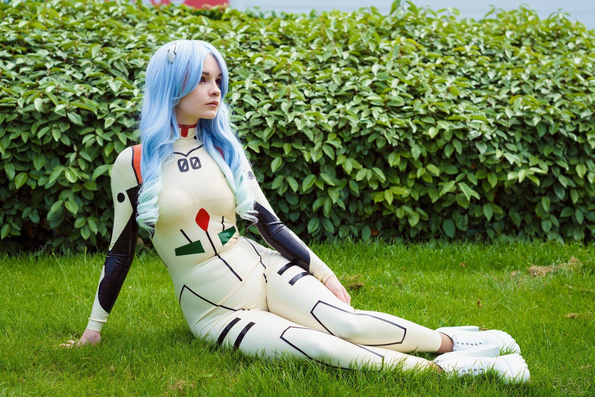 hair, young women, lifestyles, field, hairstyle, nature, cosplay, full length, outdoors, adult, Ayanami Rei, green color, leisure activity, women, Neon Genesis Evangelion, HD Wallpaper