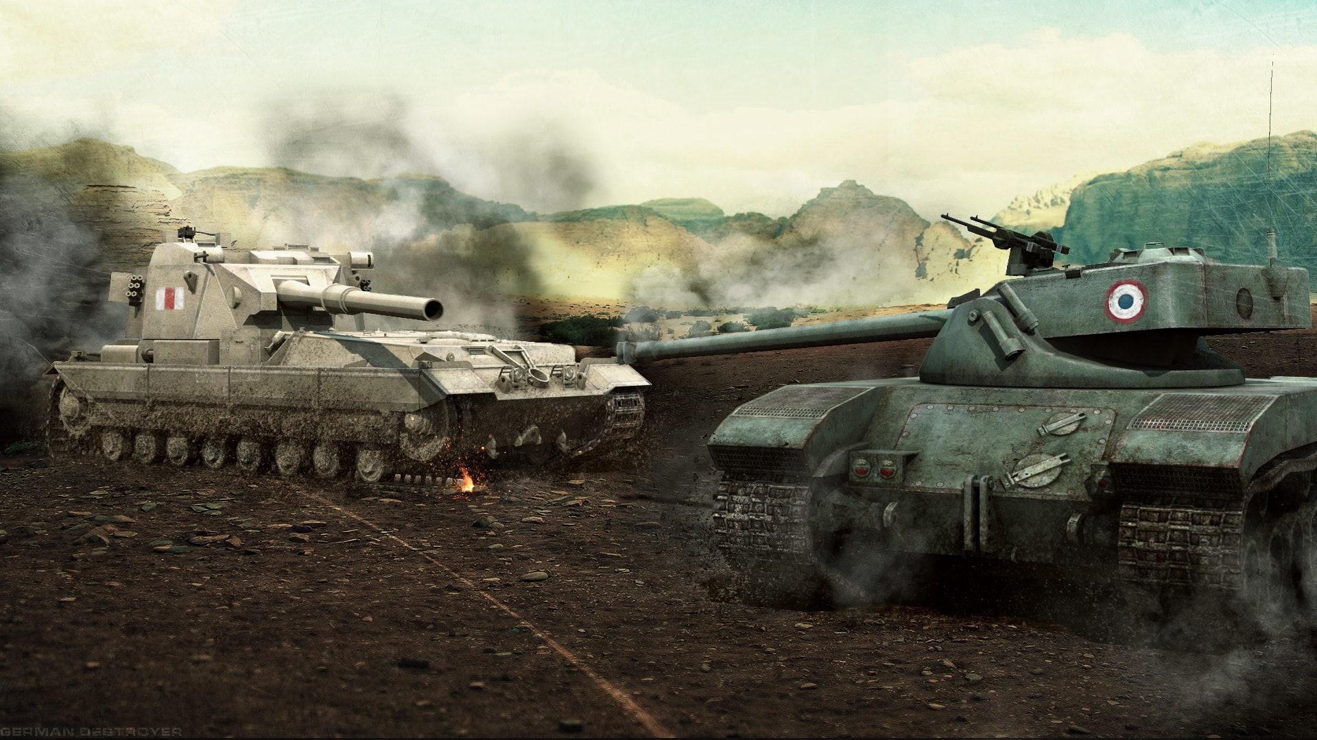 military, smoke - physical structure, mountain, motor vehicle, armed forces, weapon, Bat.-Chatillon 25 t, government, transportation, mode of transportation, HD Wallpaper