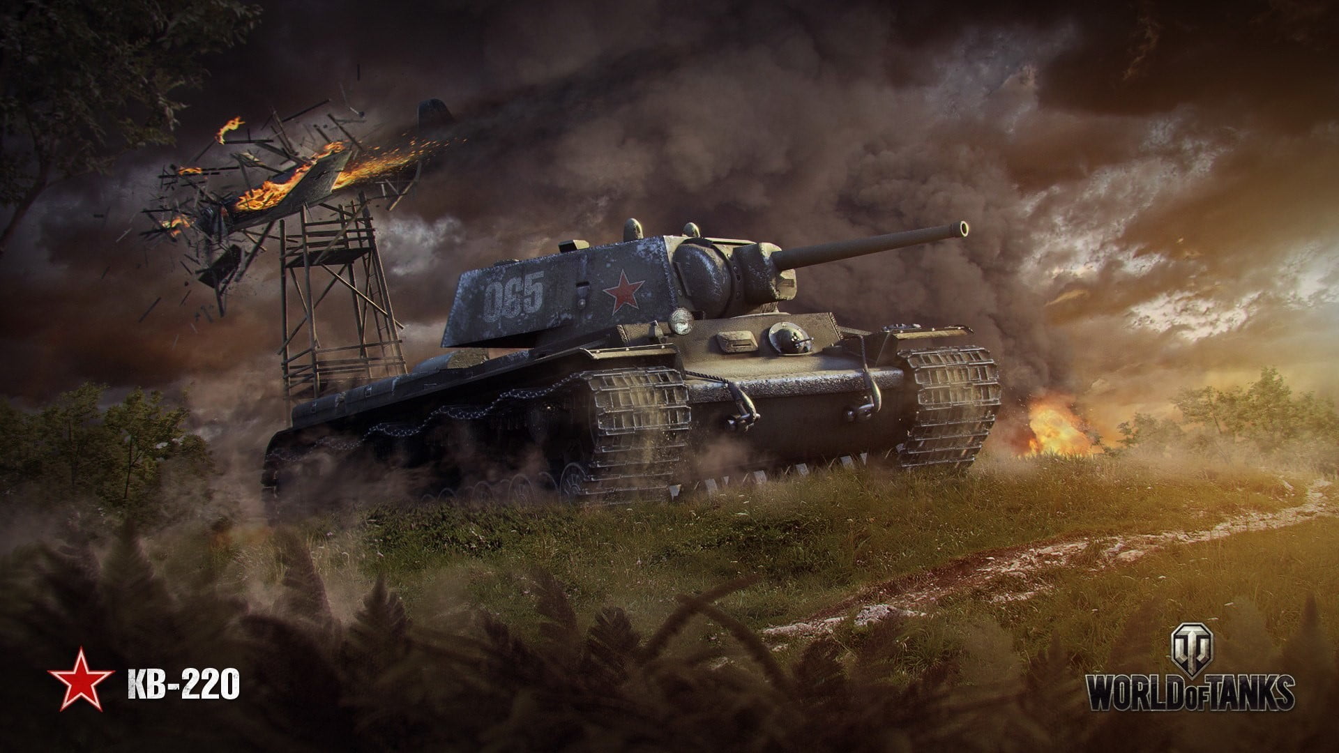 tank, plant, field, battle, accidents and disasters, demolished, military, conflict, armed forces, nature, Kb-220, Wargaming net, government, no people, HD Wallpaper