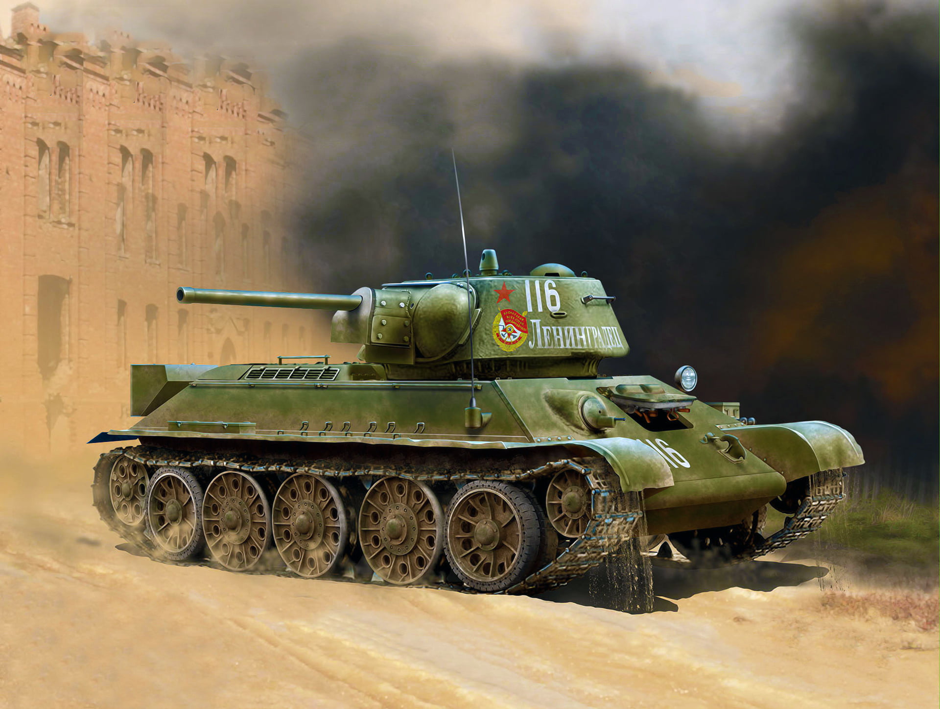 no people, mode of transportation, art, conflict, nature, tank, aggression, truck, army, security, fighting, T-34/76 (early 1943 production), armed forces, HD Wallpaper