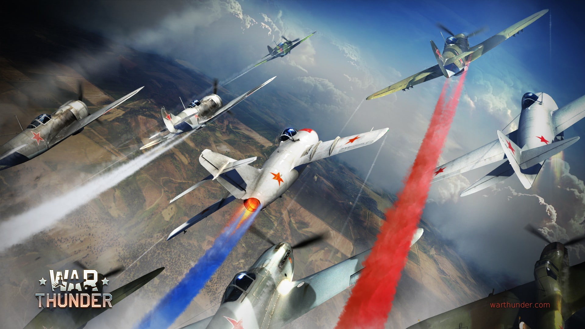 plane, mode of transportation, navy, on the move, smoke - physical structure, Russia, cloud - sky, no people, contrails, Gaijin Entertainment, group of objects, HD Wallpaper