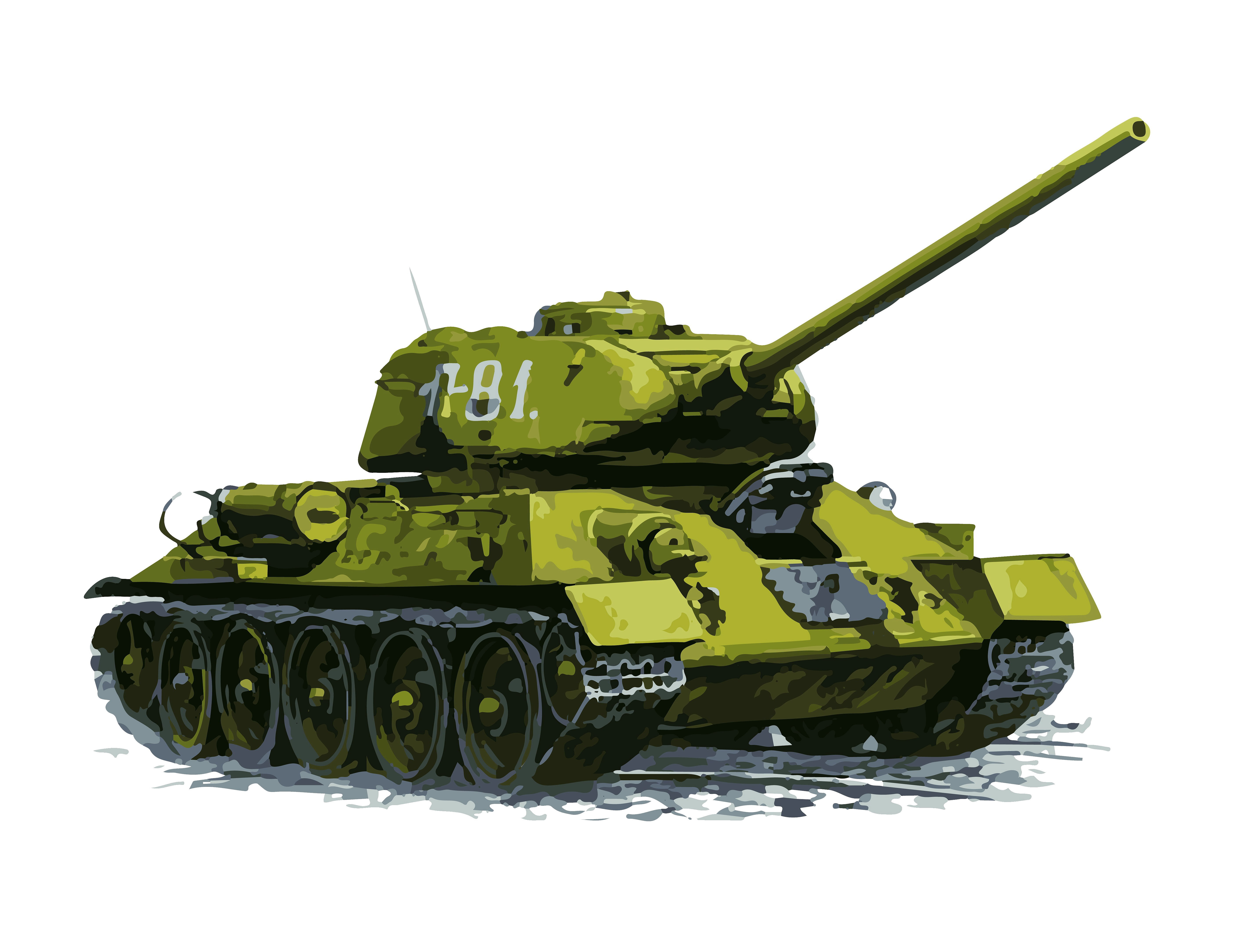 Figure, Tank, USSR, T-34-85, Medium tank, Art, White background, 5K, HD Wallpaper