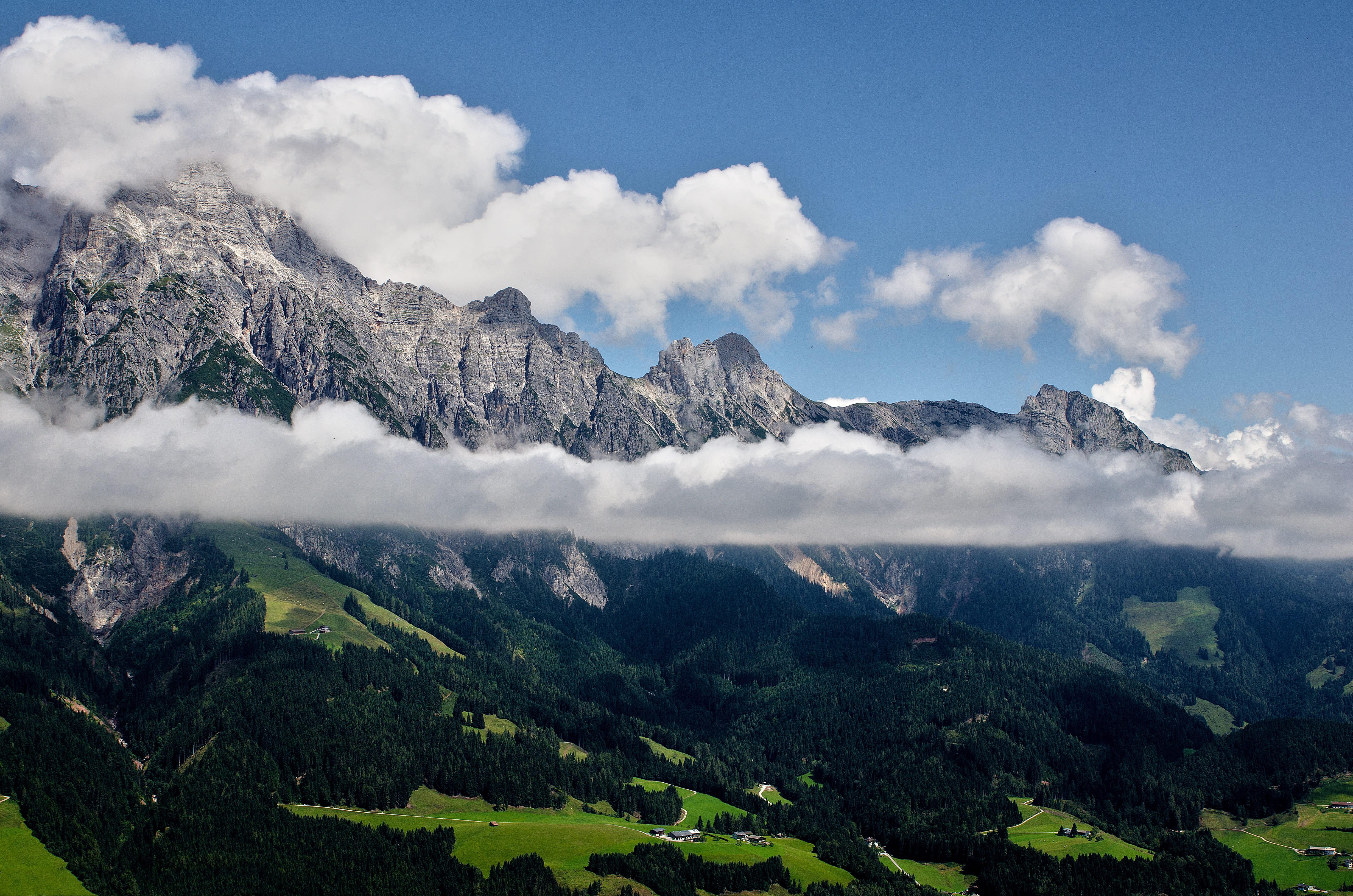 panorama, astounding, remote, cloud, landscape, 4K, no people, sky, environment, mountain, range, non-urban scene, green color, beautiful, tree, idyllic, HD Wallpaper