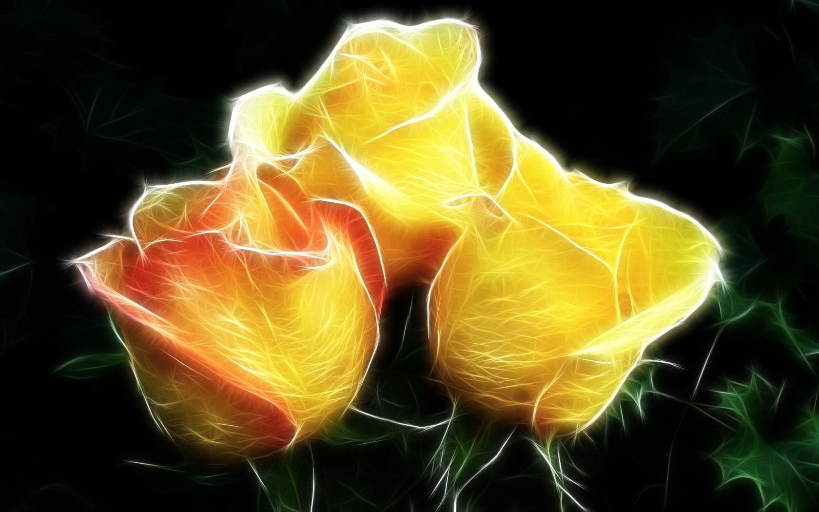 photographic Effects, illuminated, light - Natural Phenomenon, shape, Yellow, burning, 720P, plant, vibrant Color, lightning, color Image, close-up, HD Wallpaper