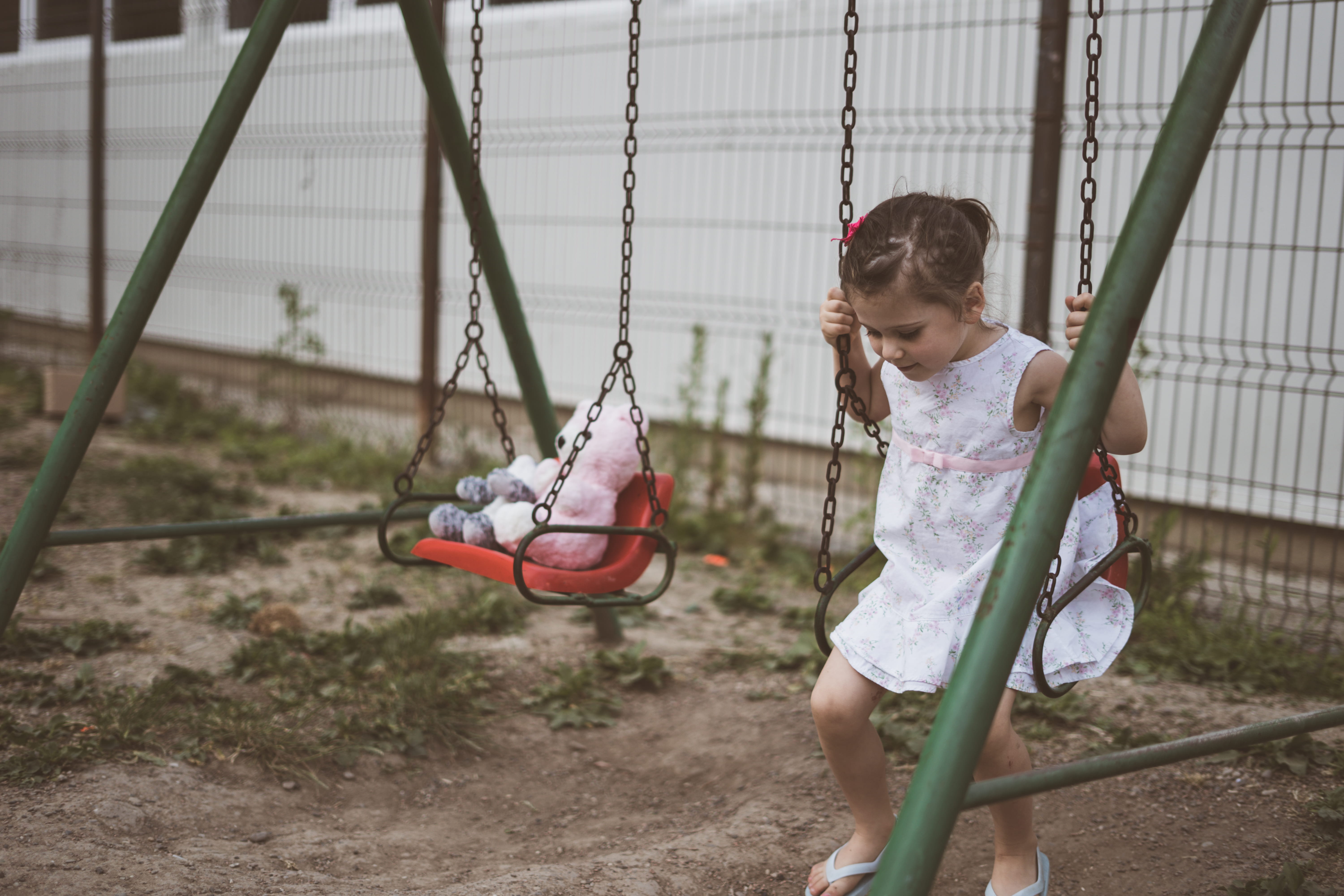 outdoor play equipment, playground, holding, julia, 5K, playtime, day, real people, lifestyles, bear, one person, hairstyle, full length, s, steel, red, HD Wallpaper