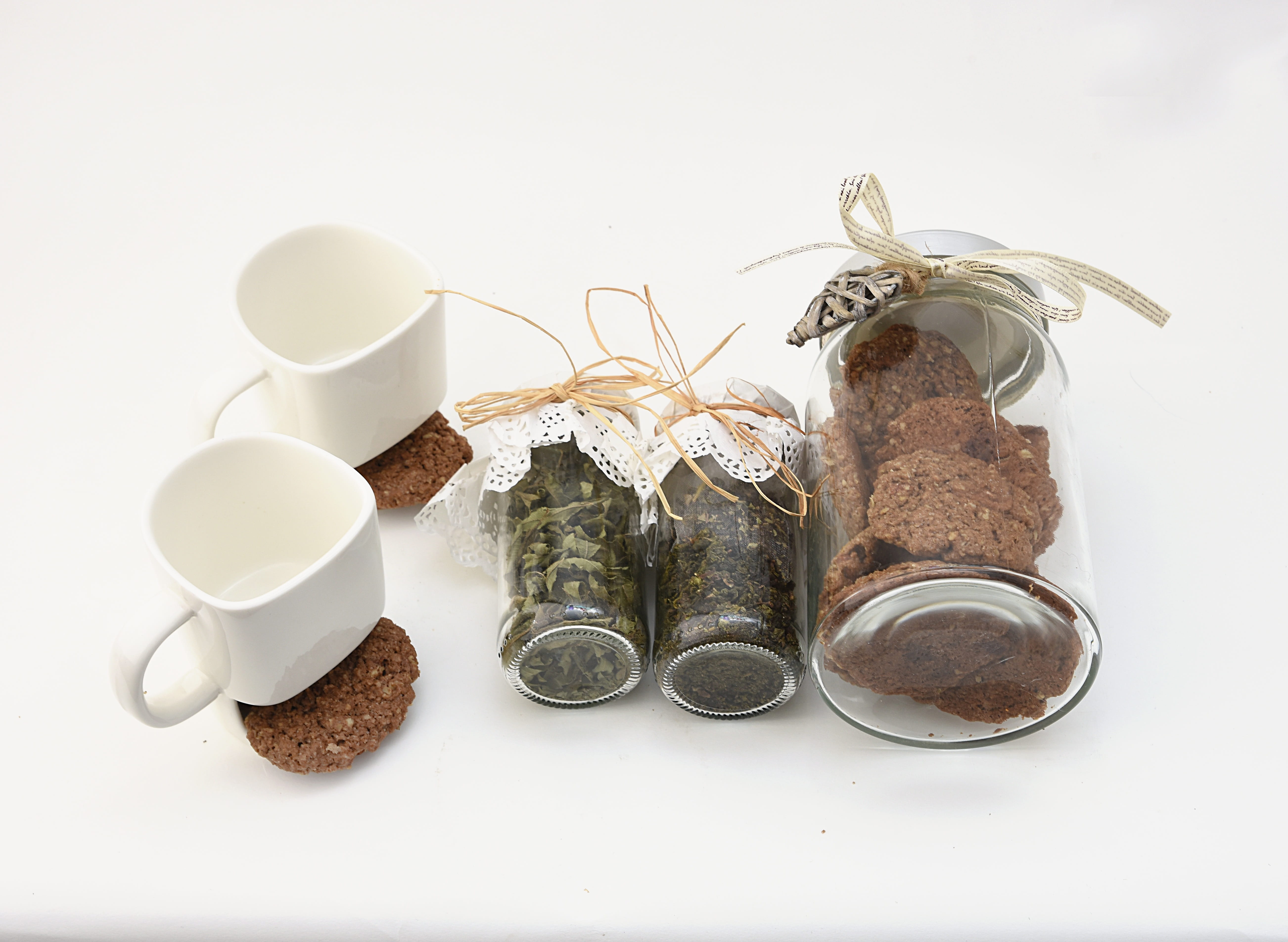 still life, table, drink, wellbeing, jar, food and drink, cookies, refreshment, white background, freshness, container, variation, 5K, healthy eating, HD Wallpaper