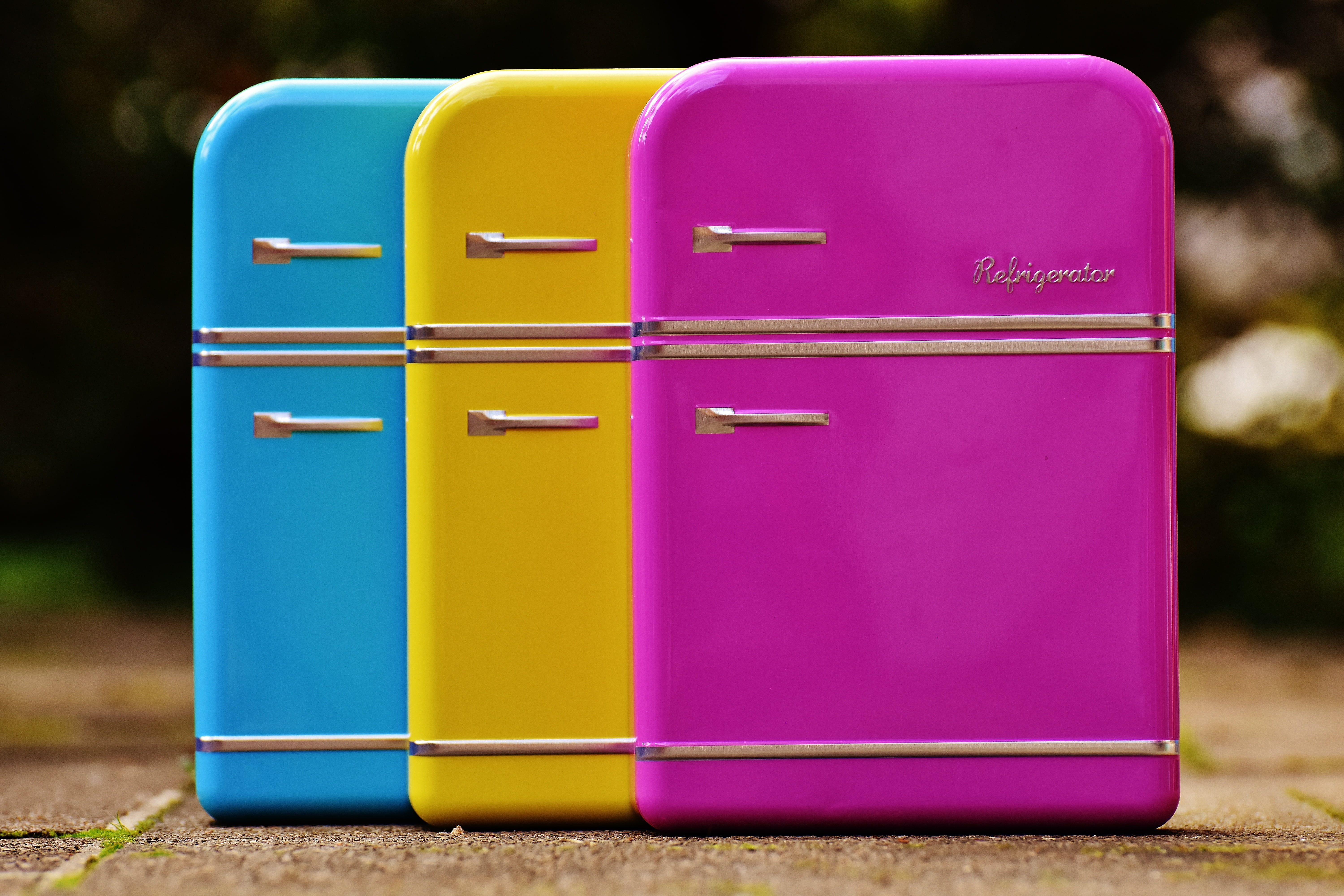 blue, candy jars, cans, empty, storage, silver, day, cookie jar, architecture, letter, box, refrigerators, multi colored, communication, vibrant color, HD Wallpaper