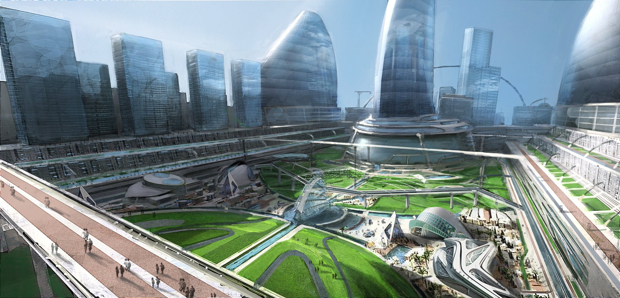 sky, travel destinations, sci, 2000x960 px, 1080P, building, tall - high, fi, built structure, outdoors, Prophecy, no people, connection, horror, modern, HD Wallpaper