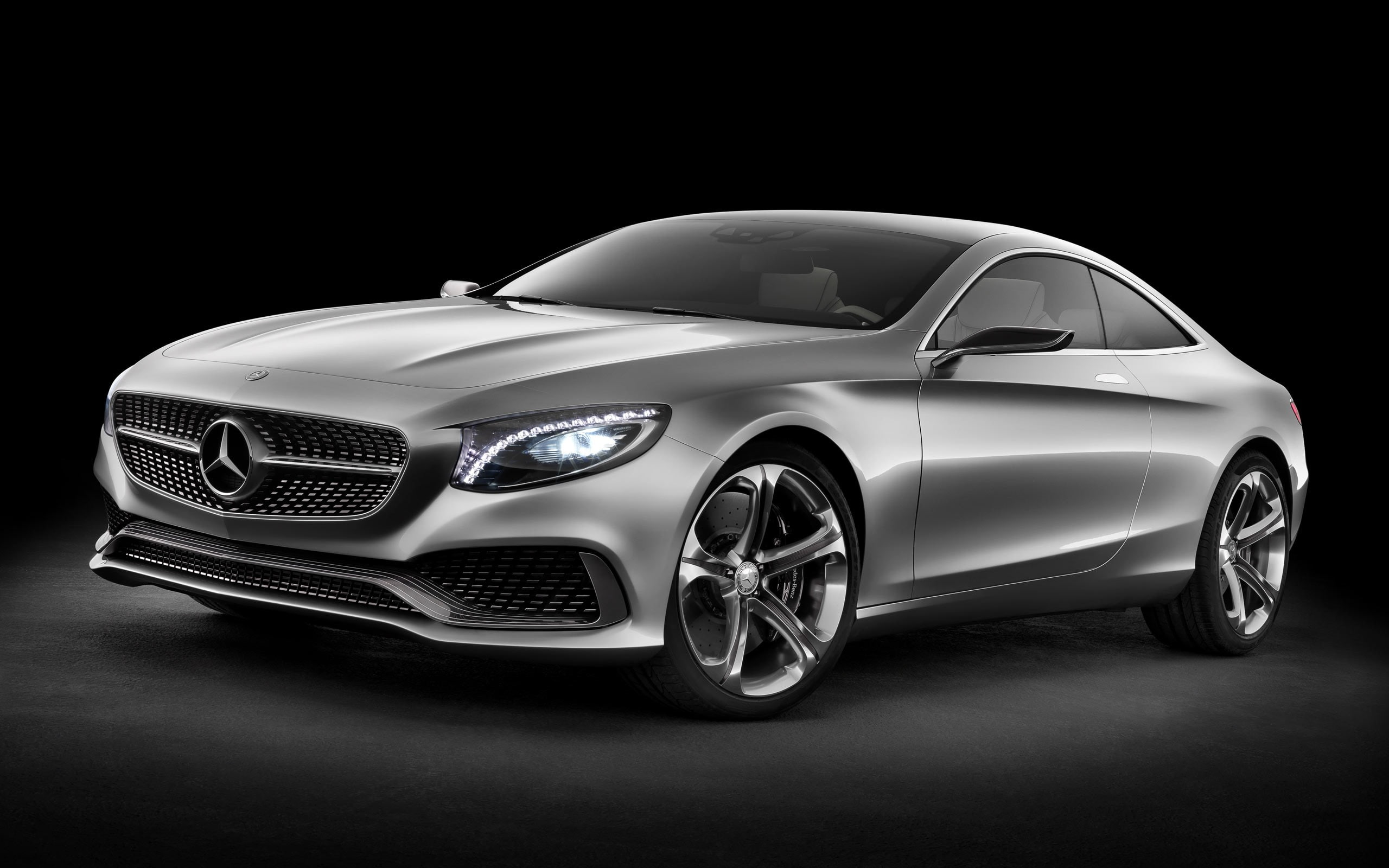 mercedes, studio shot, class, silver, retro styled, silver colored, silver - metal, no people, w, motor vehicle, coupe, land vehicle, modern, concept, hd, HD Wallpaper