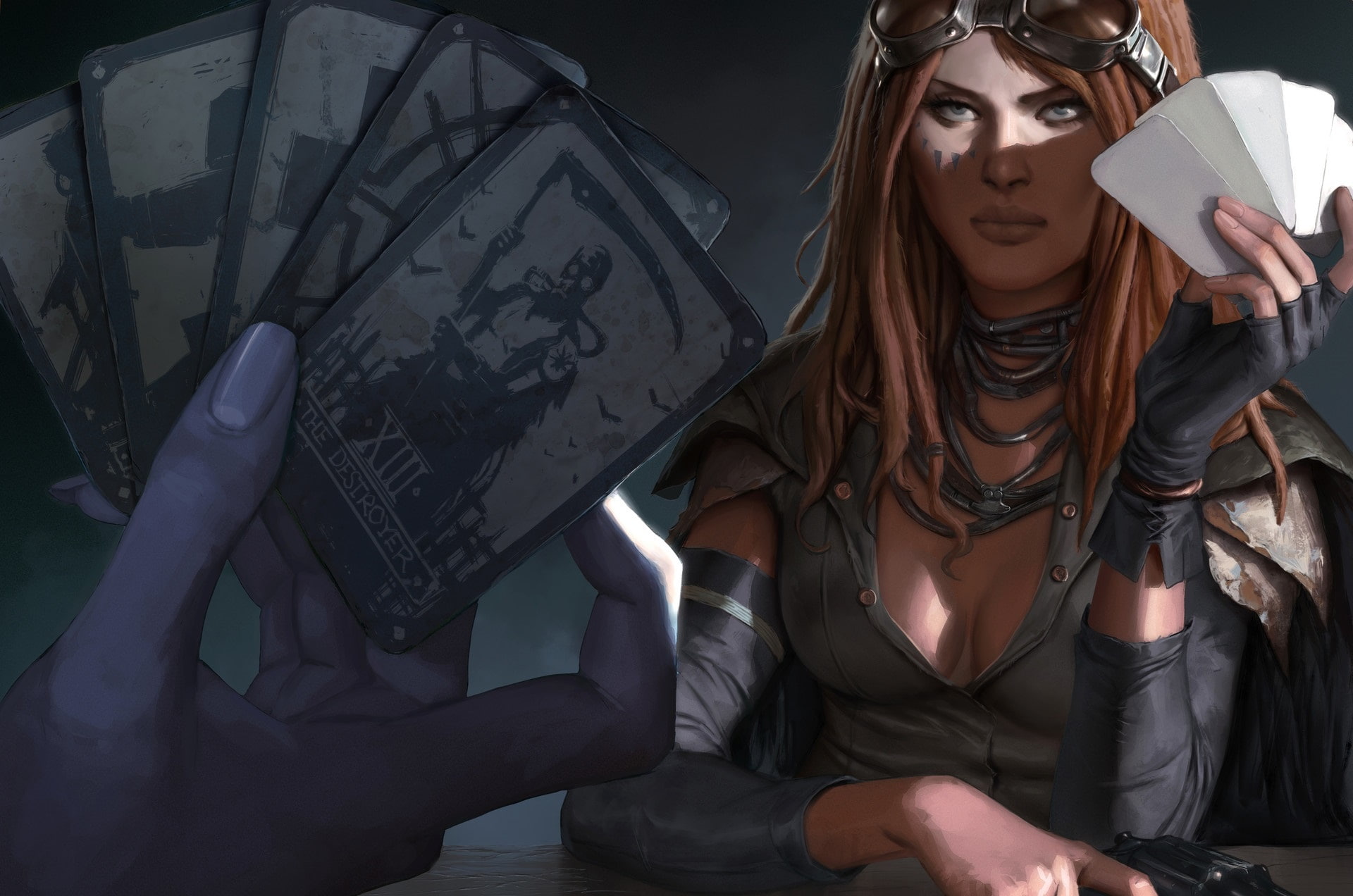 card, art, fragment, 1080P, the game, SIXMOREVODKA STUDIO, Game of Tarots, weapons, HD Wallpaper
