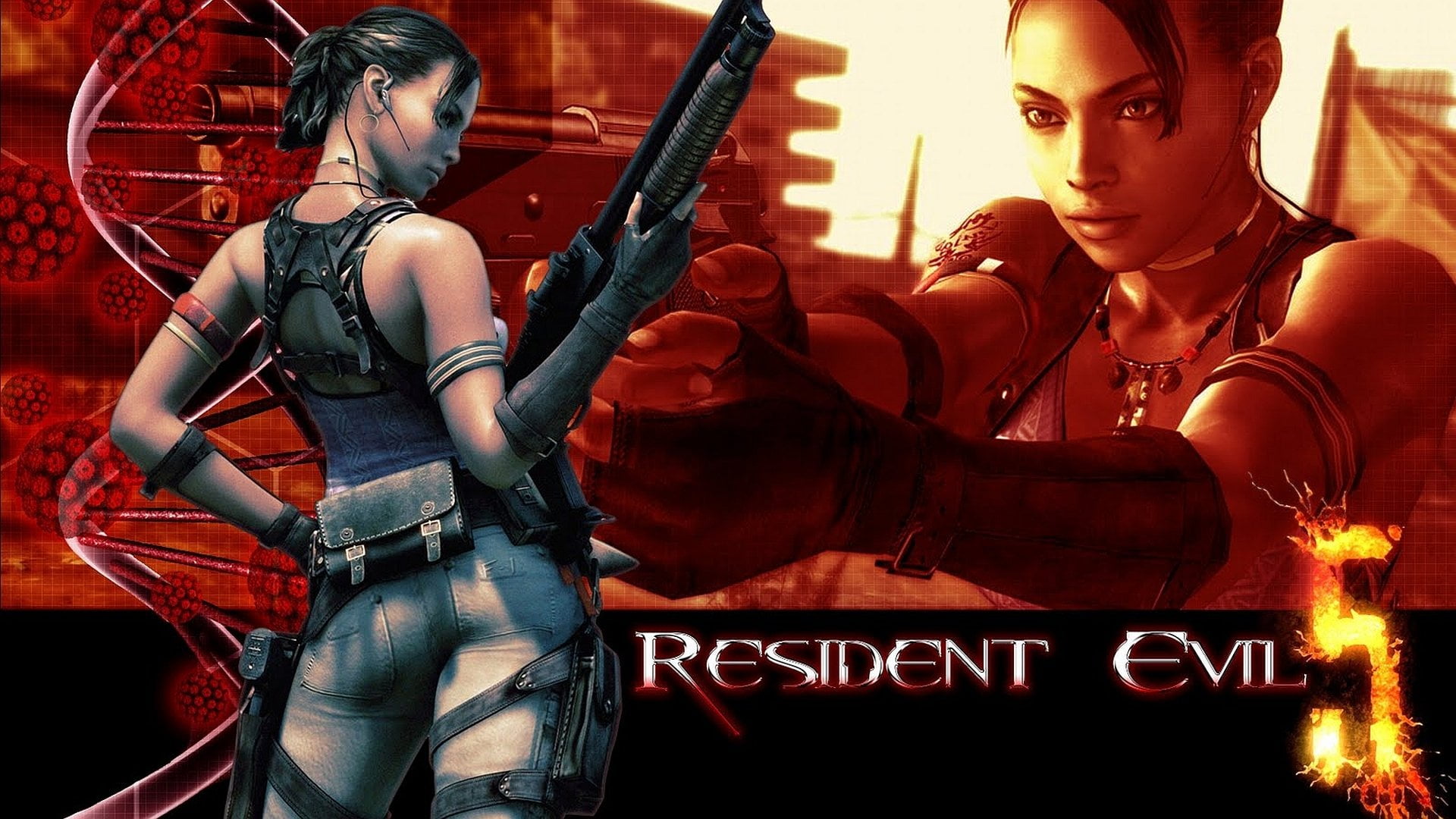 fashion, gun, females, Resident Evil 5, adult, young women, two people, people, front view, young adult, human representation, three quarter length, mid adult, HD Wallpaper