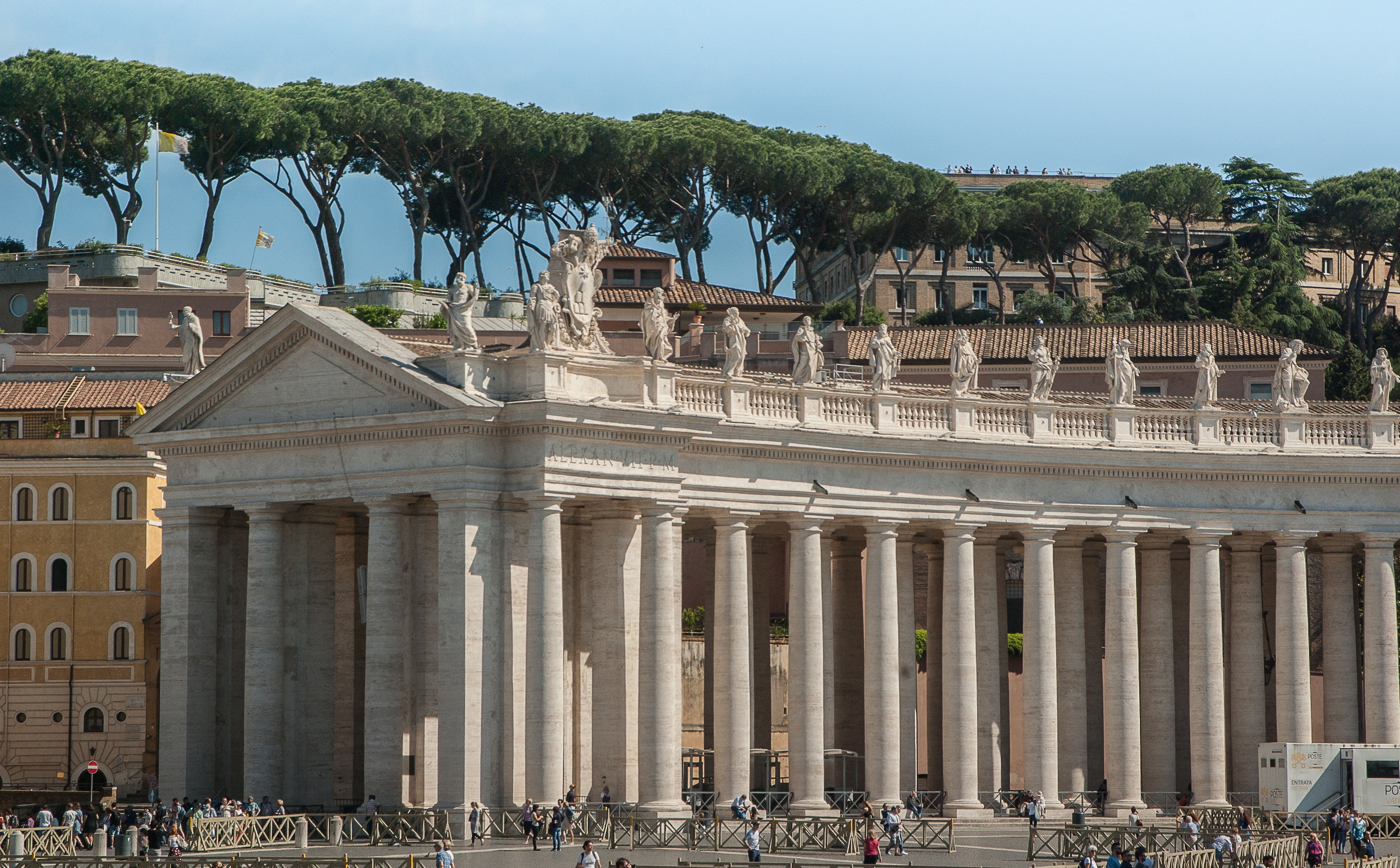outdoors, travel, no people, colonnade, nature, travel destinations, columns, government, rome, tourism, christianity, building, architecture, tree, built structure, HD Wallpaper