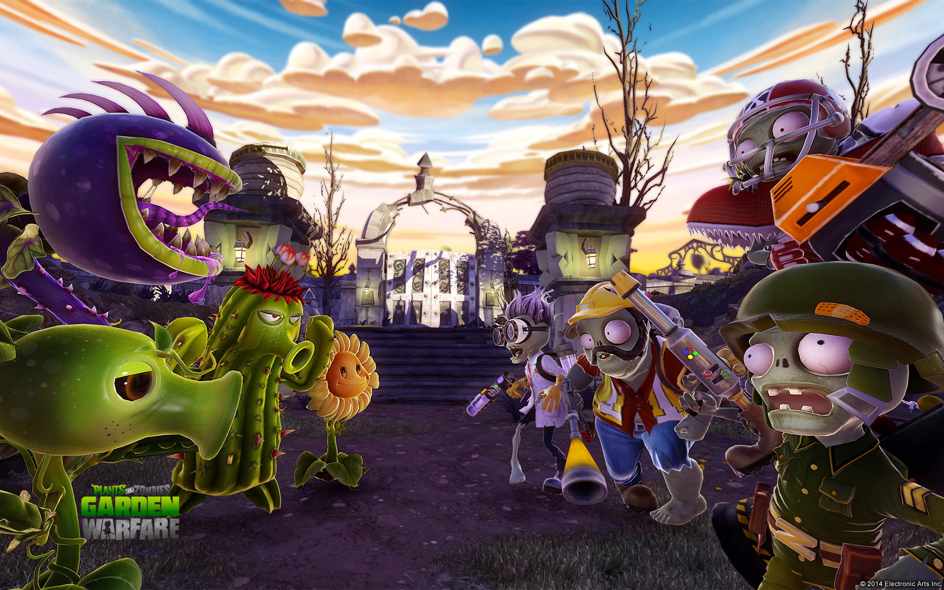 warfare, vs, plants vs zombies garden warfare, 1080P, plants, zombies, garden, HD Wallpaper
