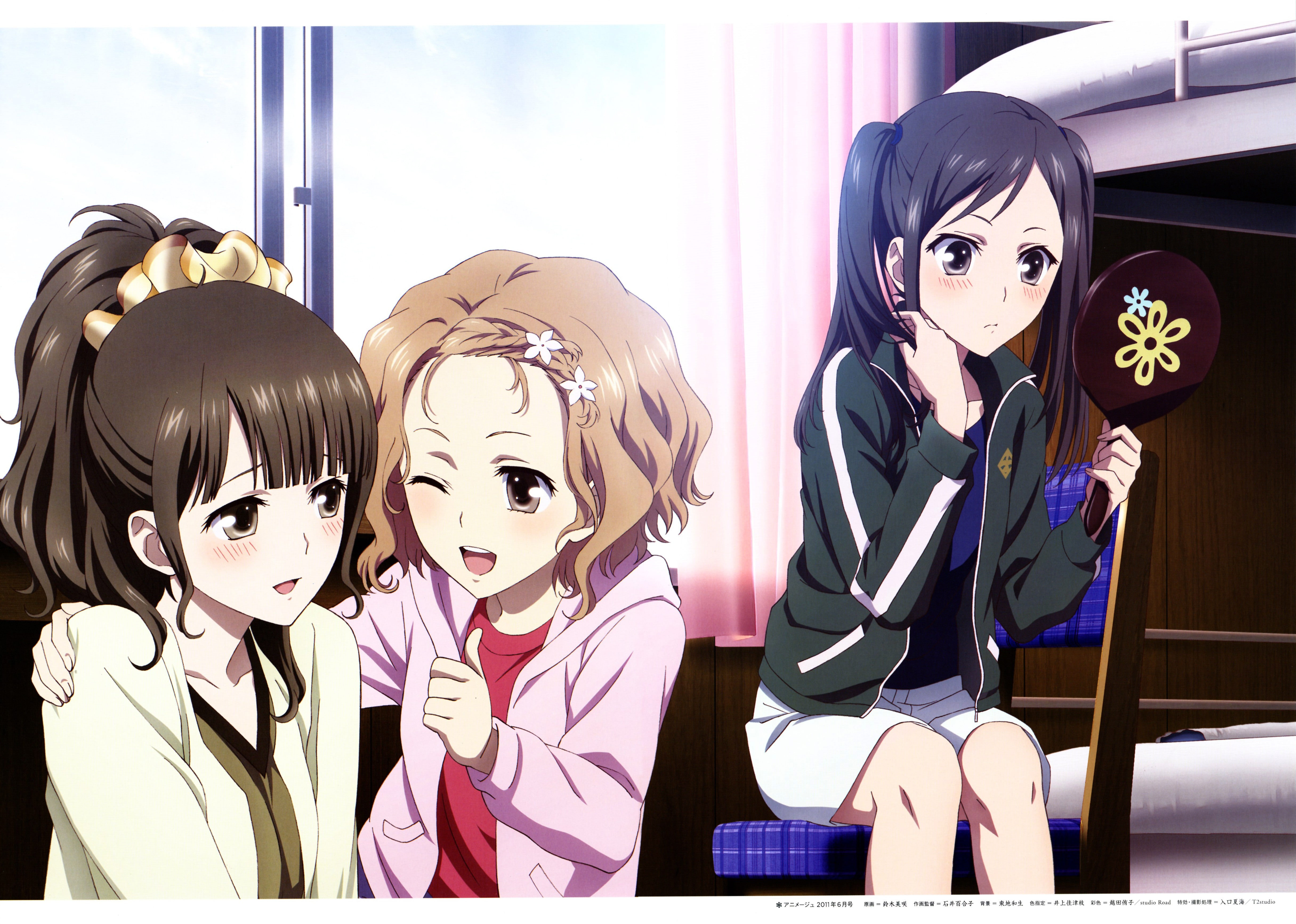 girls, minko, ohana, hanasaku, 4K, oshimizu, iroha, matsumae, nako, anime, tsurugi, HD Wallpaper