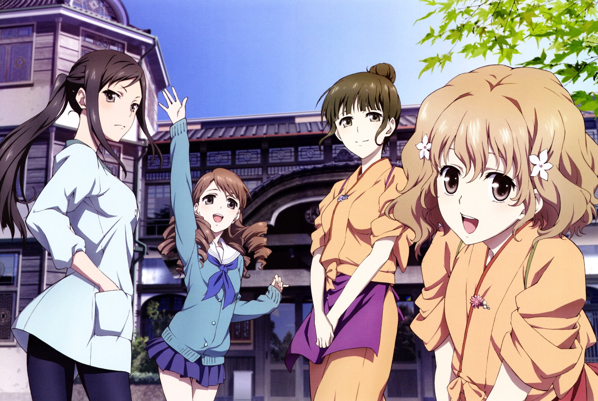 Nako Oshimizu, Yuina Wakura, 1080P, Hanasaku Iroha, Minko Tsurugi, Anime, Ohana Matsumae, HD Wallpaper