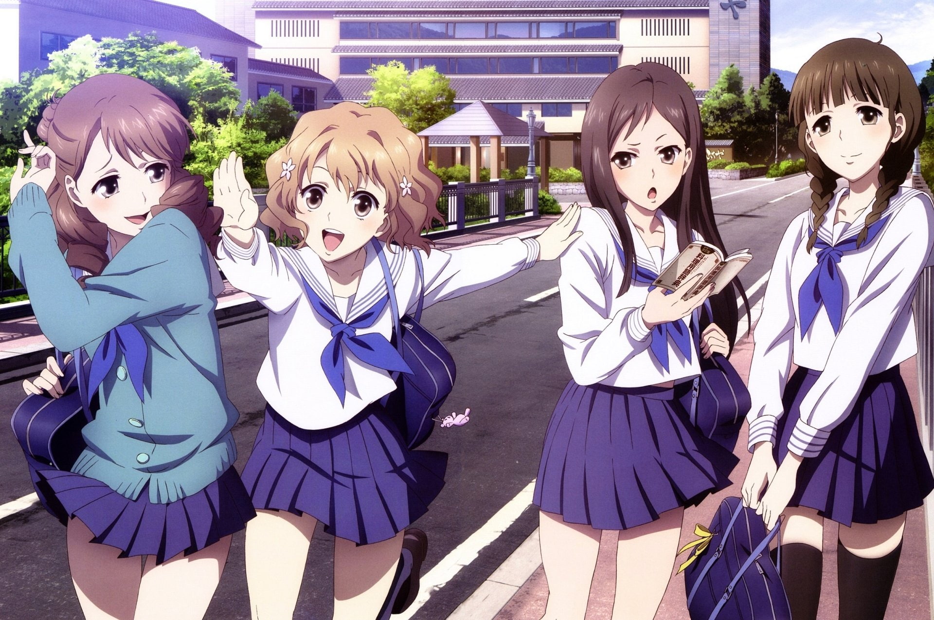 women, side by side, Hanasaku Iroha, purple, people, disguise, looking at camera, celebration, young women, clothing, representation, young adult, Ohana Matsumae, HD Wallpaper