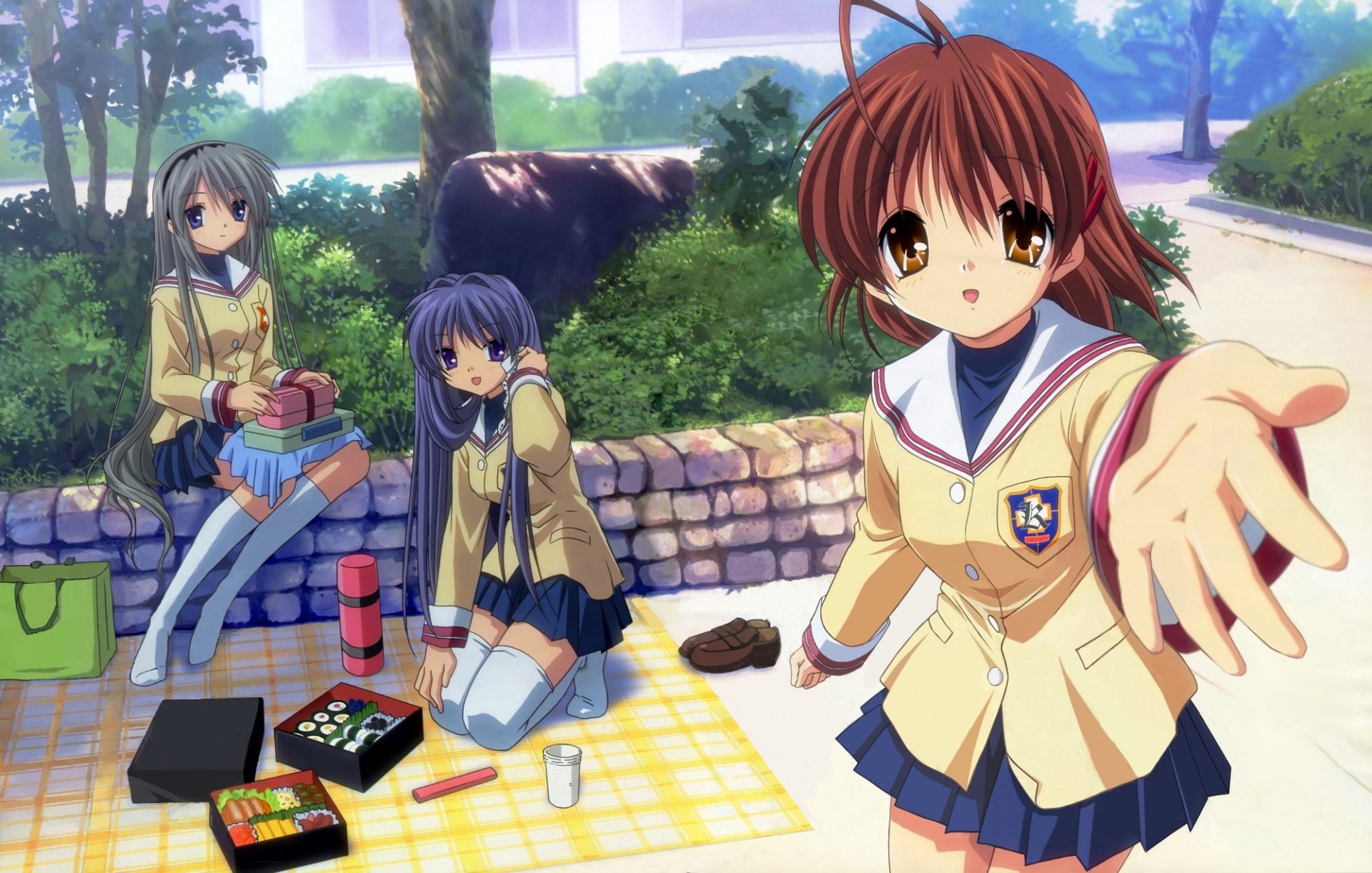 boys, day, Anime, girls, child, women, childhood, nature, Clannad, females, Tomoyo Sakagami, front view, group of people, innocence, people, looking at camera, HD Wallpaper