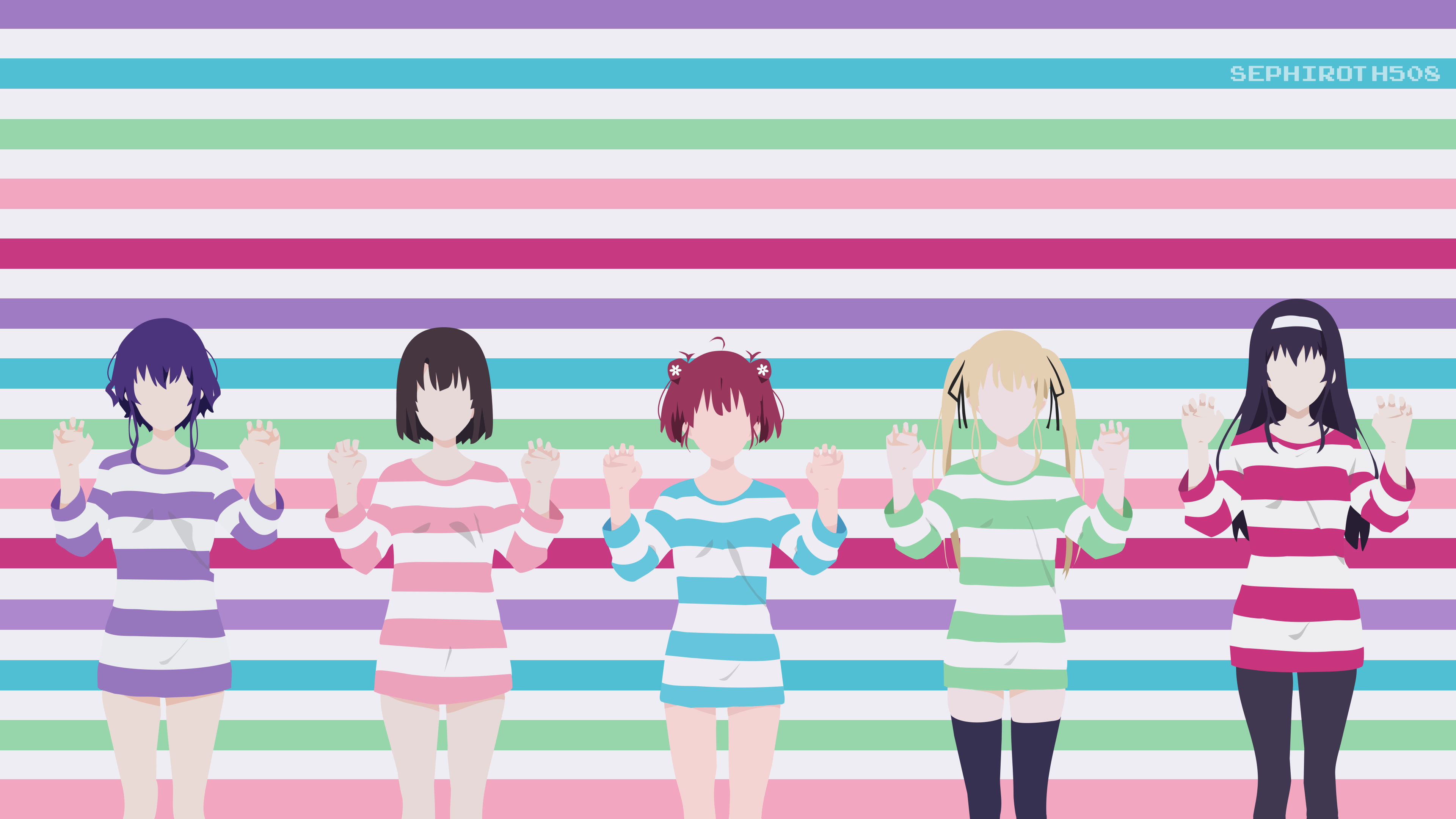 Kasumigaoka Utaha, Sawamura Eriri Spencer, 4K, anime girls, Hyoudou Michiru, Katou Megumi, Saenai Heroine no Sodatekata, minimalism, Hashima Izumi, HD Wallpaper