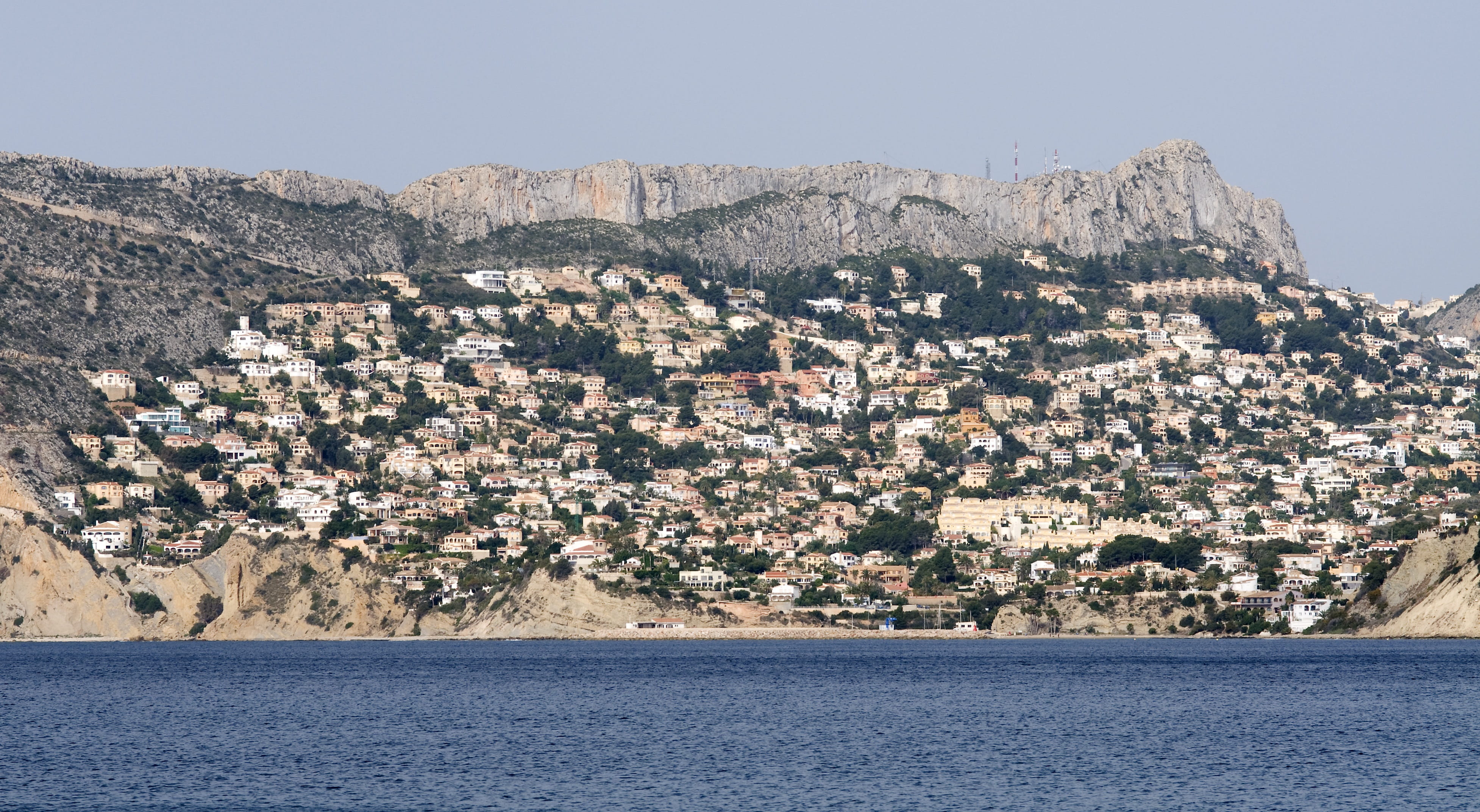 homes, houses, mountain, scenics - nature, no people, landscape, sea, villas, day, travel destinations, city, sky, building, tourism, nature, calp, 4K, HD Wallpaper