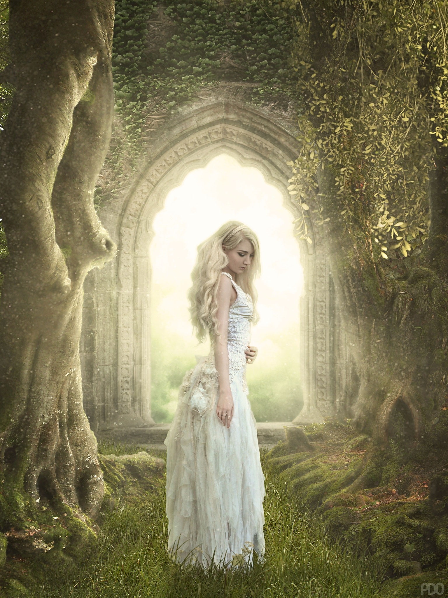 women, dress, 500px, model, fantasy girl, blonde, 1080P, Priscilla DO, fantasy art, Phone HD Wallpaper