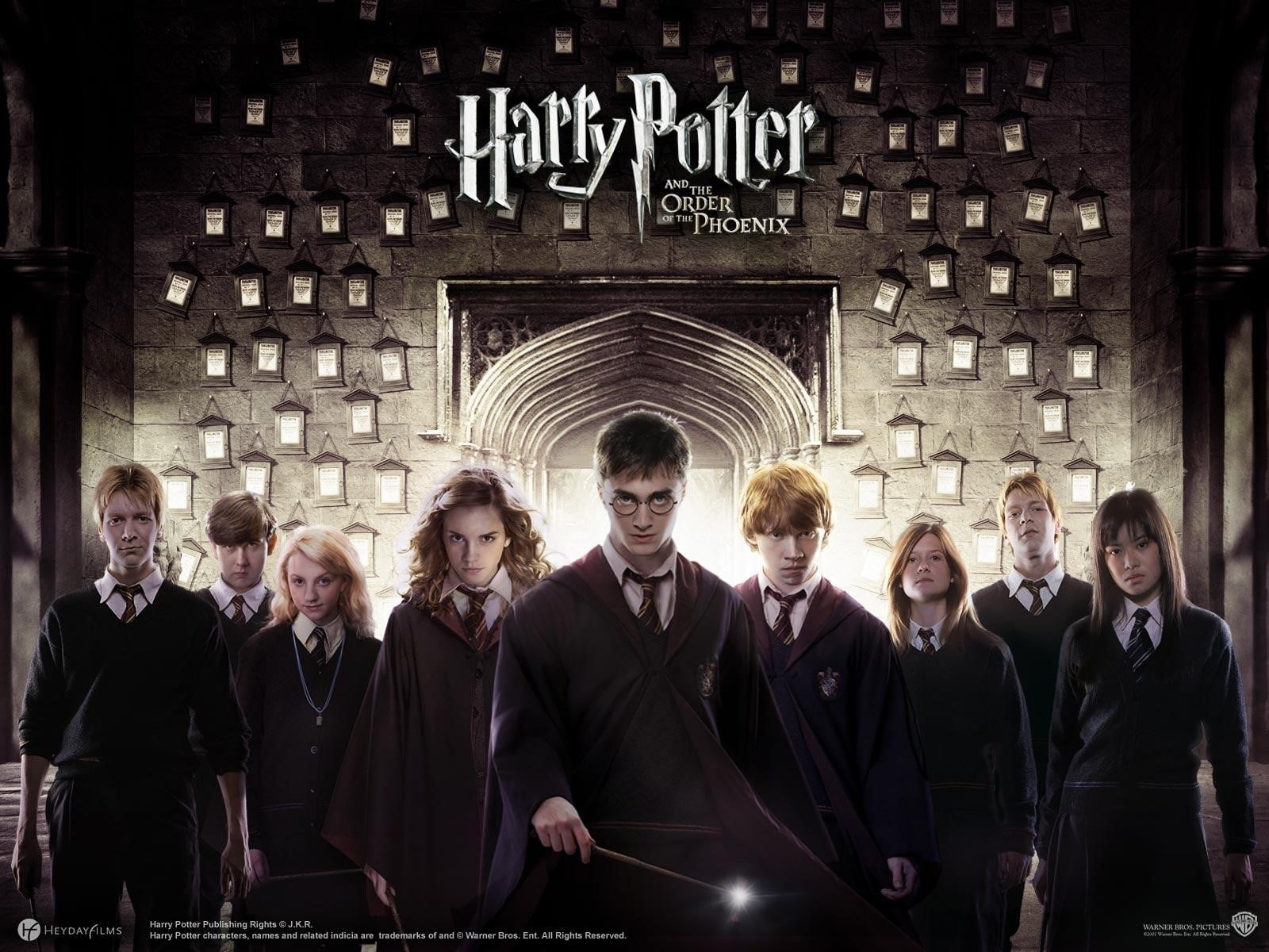 Emma watson, architecture, Rupert grint, portrait, Harry potter and the order of the phoenix, front view, smiling, mid adult, group of people, standing, HD Wallpaper