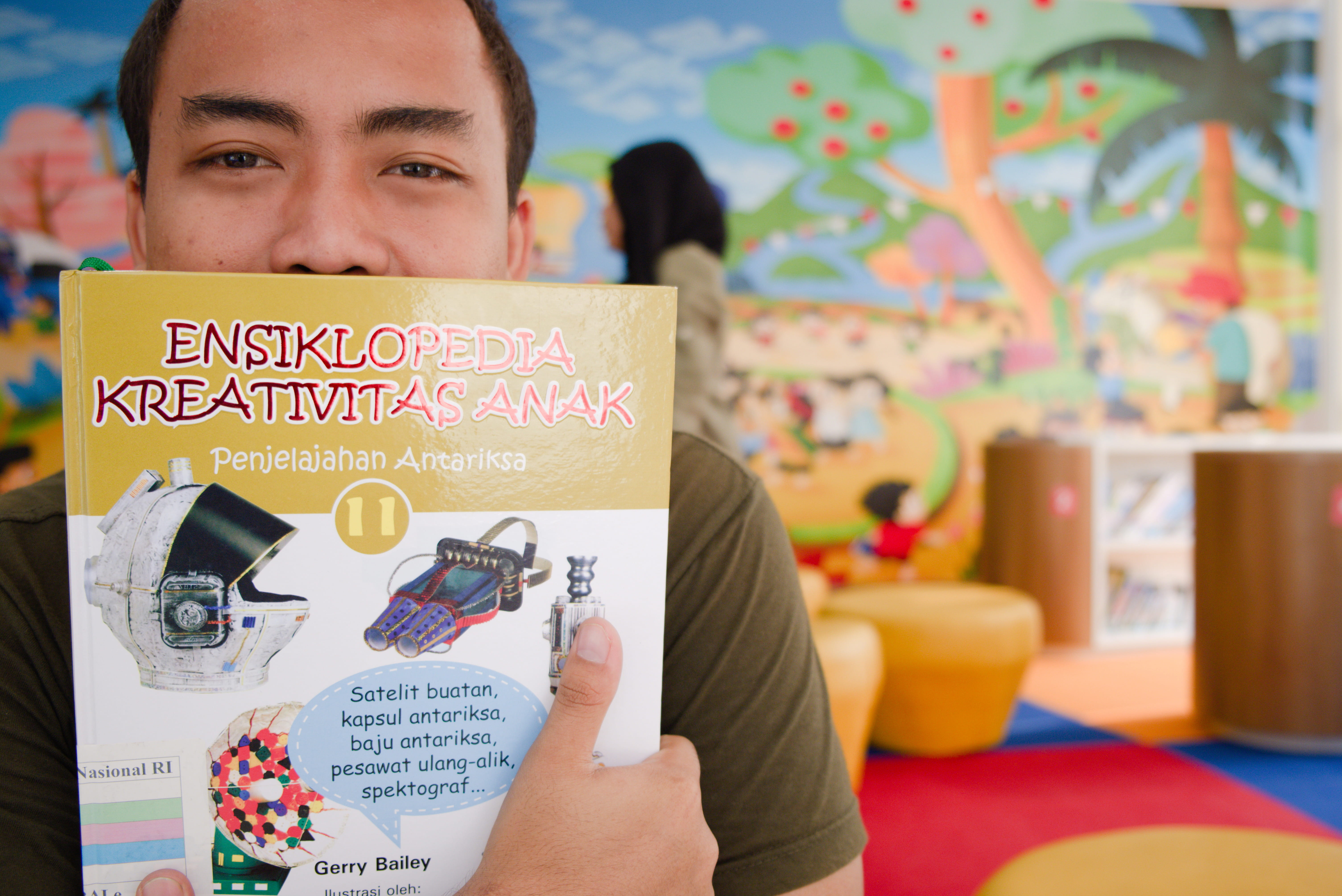 holding, book, portrait, national library of indonesia, feel good, children, text, women, leisure activity, headshot, morning, smile, library, front view, HD Wallpaper