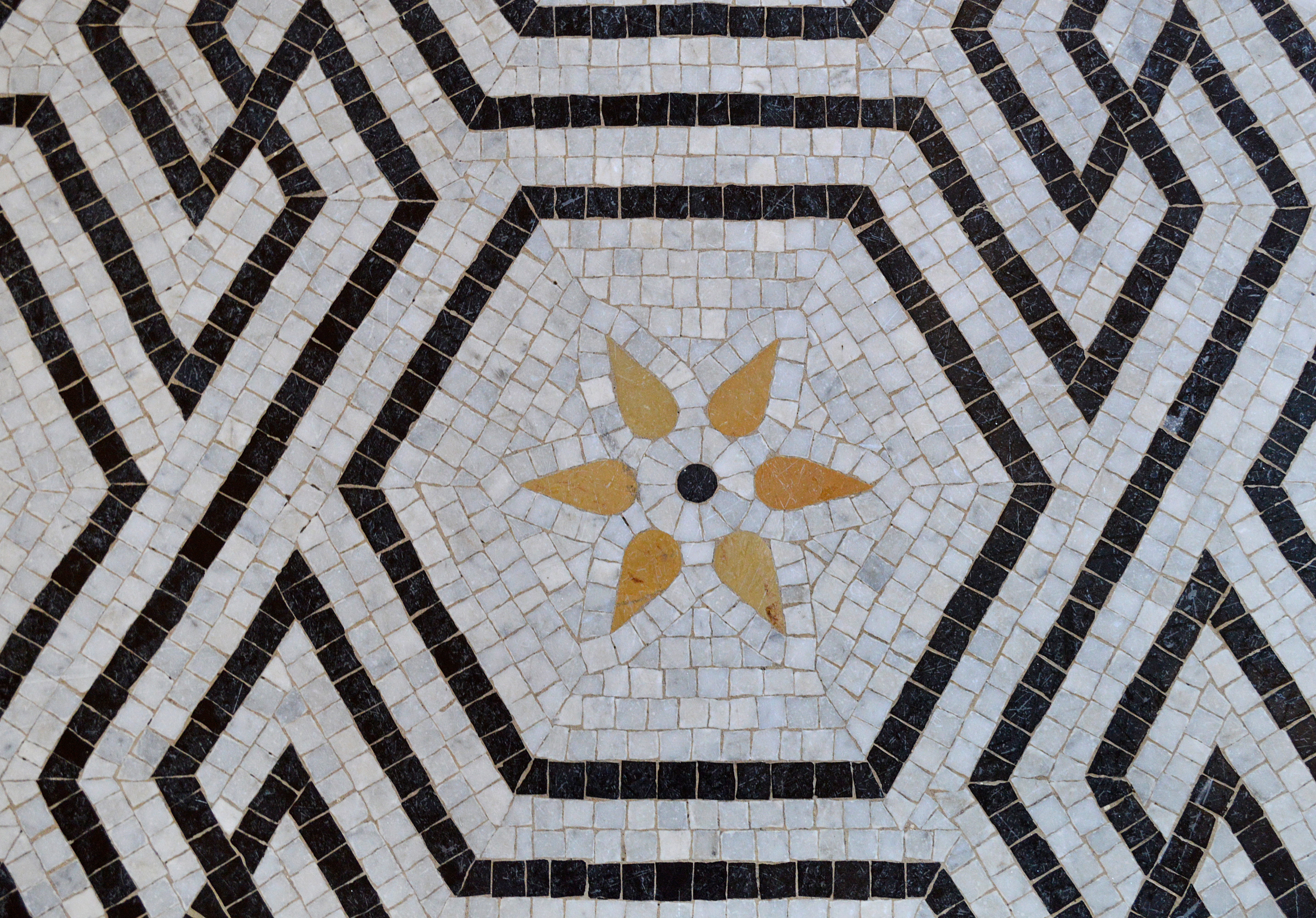 pattern, geometric shape, black and white, library of congress, architecture, 5K, star shape, united states, backgrounds, tile, flooring, design, white color, HD Wallpaper