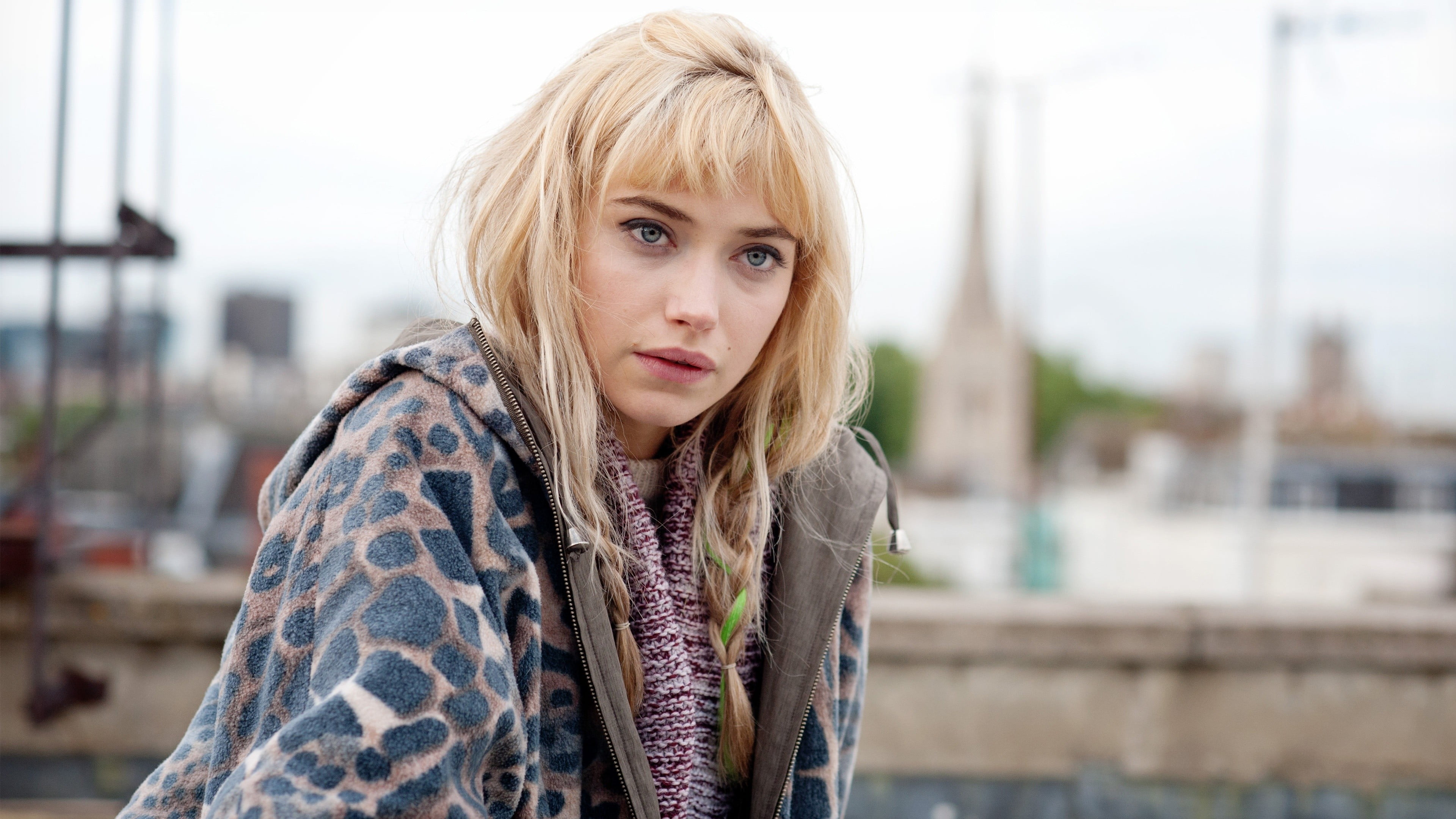 young adult, blond hair, outdoors, portrait, Imogen Poots, hairstyle, fashion, contemplation, beauty, hair, 4K, focus on foreground, young women, beautiful woman, HD Wallpaper