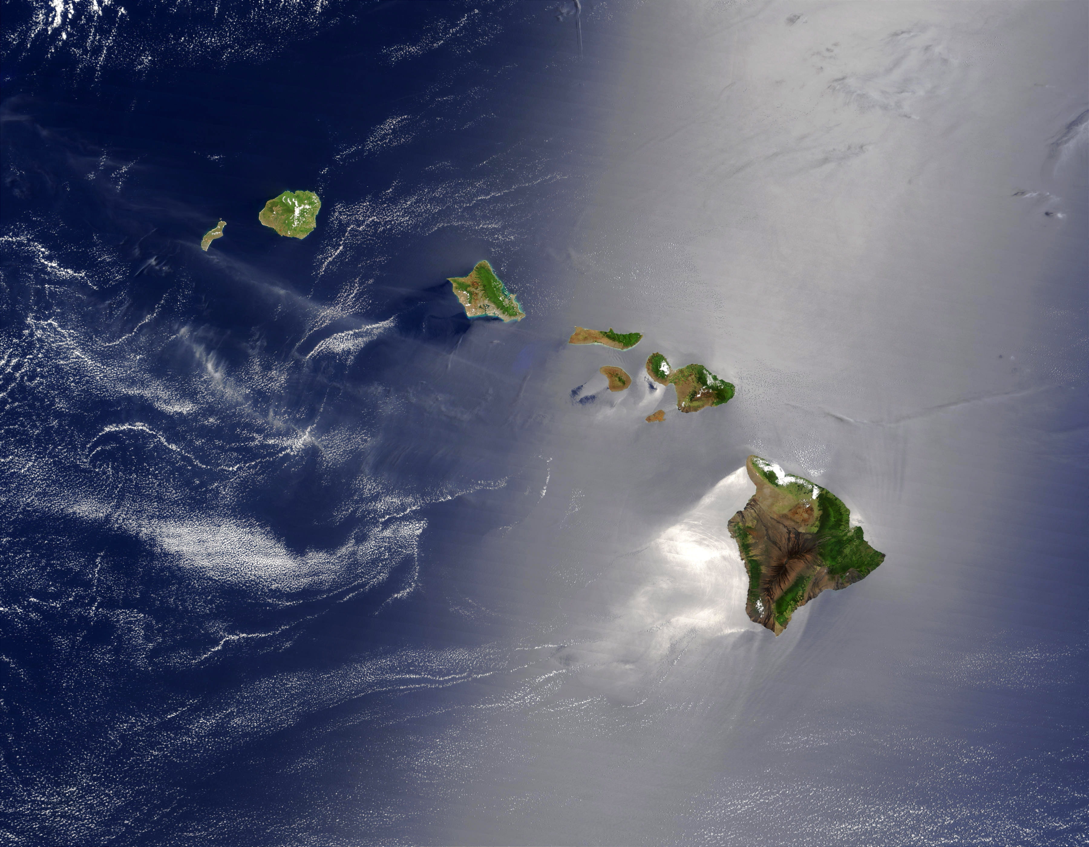 sea, outdoors, aerial view, Space, beach, 2K, high angle view, planet earth, Hawaii, cloud - sky, island, no people, public domain, nature, photos, color, HD Wallpaper