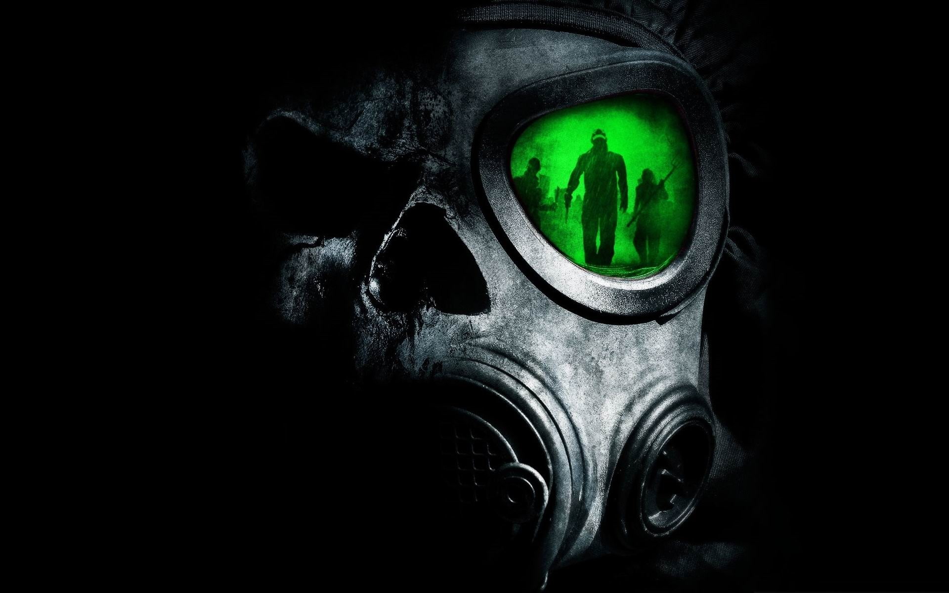 green color, security, fear, grey, pollution, studio shot, black background, dark, representation, close-up, mask, military, copy space, no people, HD Wallpaper