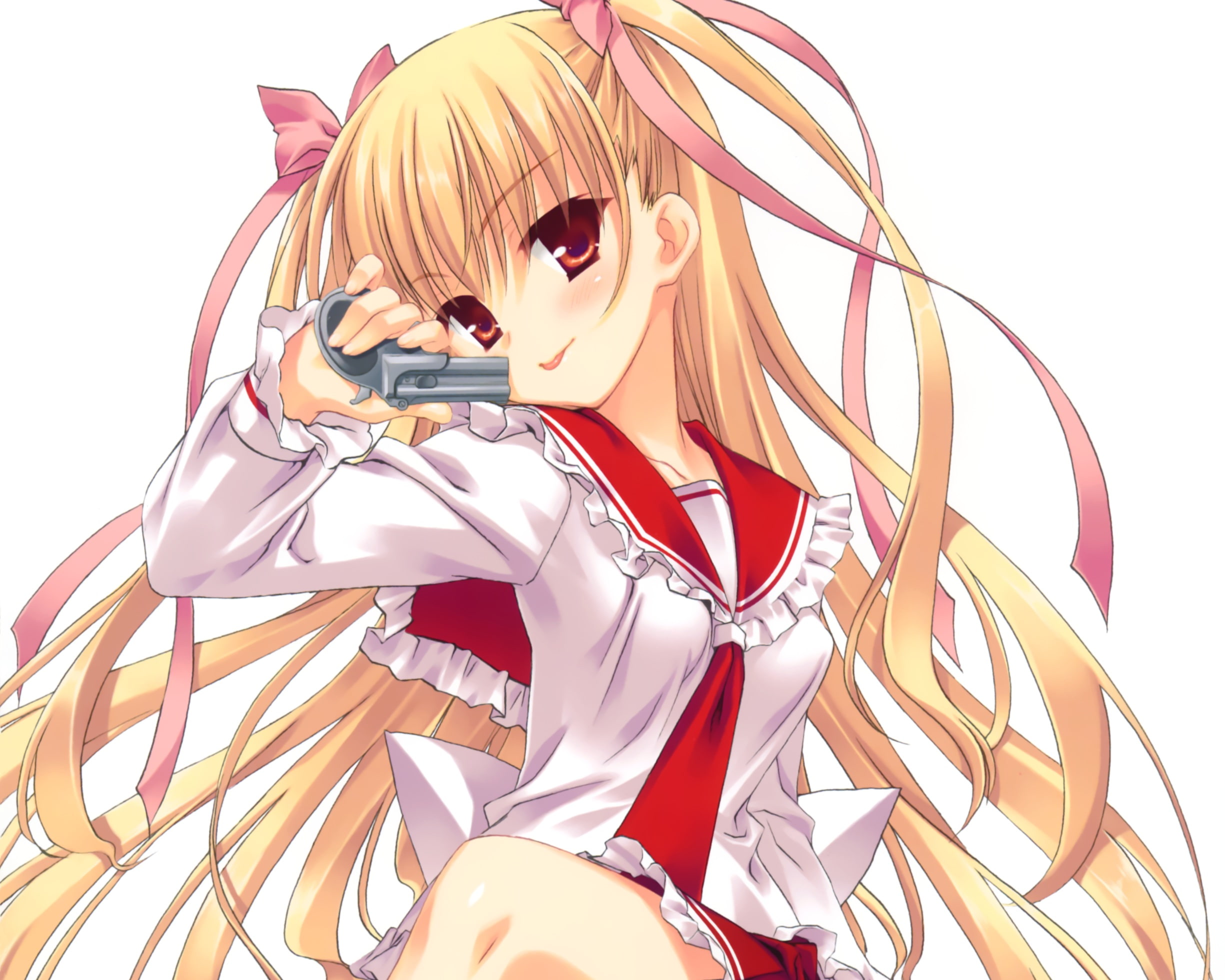 1080P, white, kobuichi, mine, weapon, long, aria, hair, riko, seifuku, hidan, HD Wallpaper