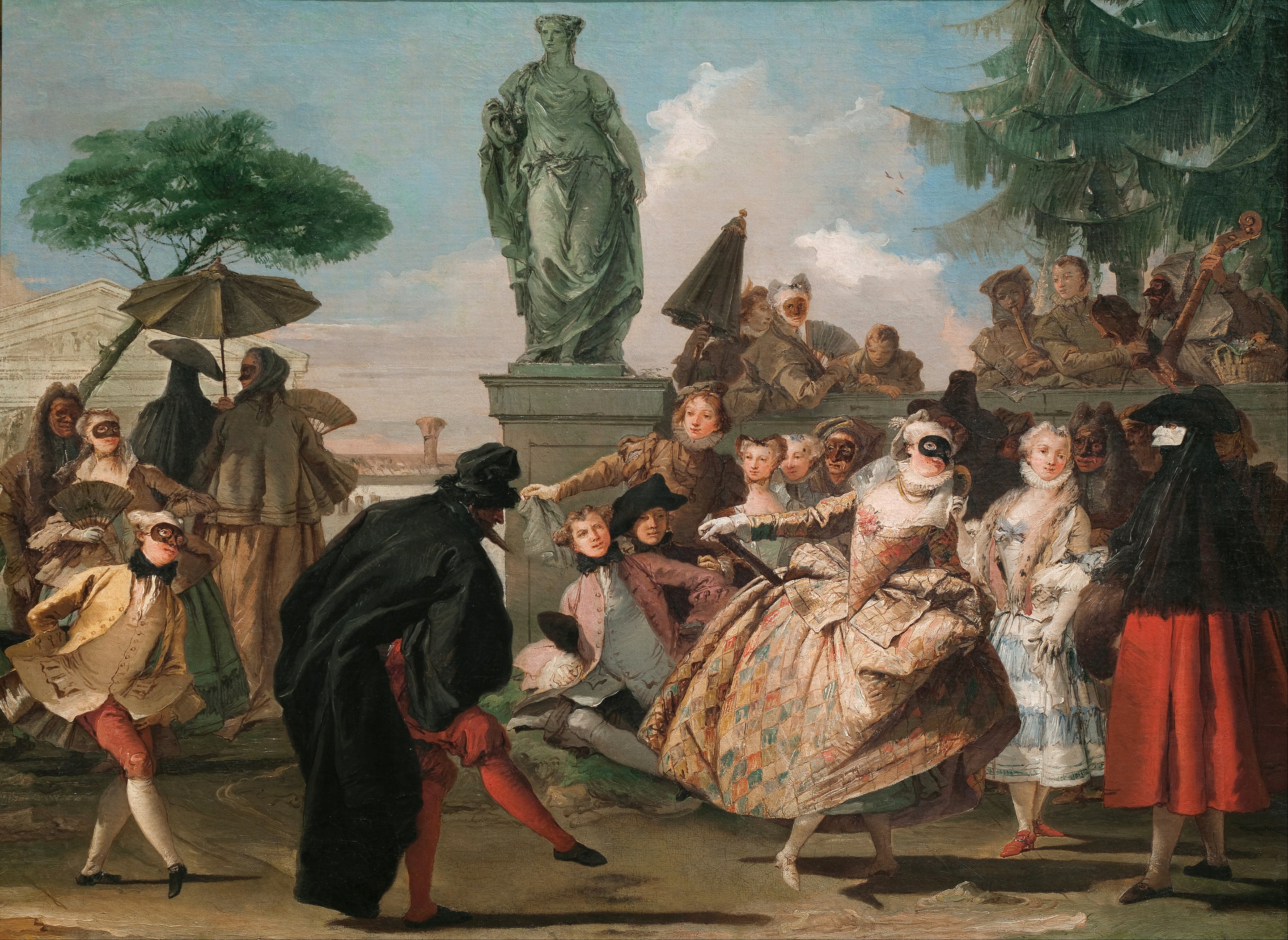 sculpture, crowd, representation, adult, art and craft, belief, full length, MINUET, dance, people, Giovanni Domenico Tiepolo, architecture, human representation, HD Wallpaper
