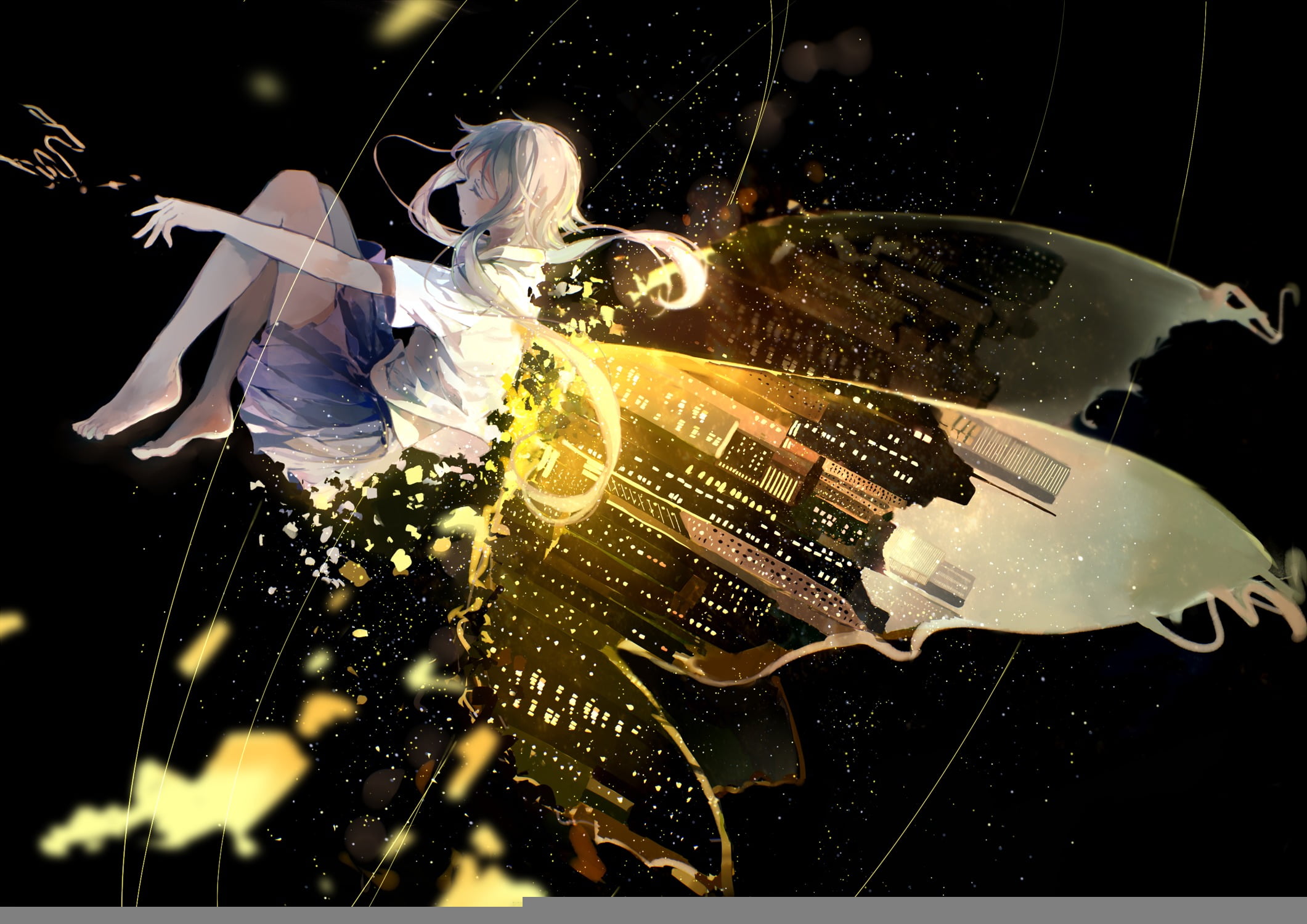 height, bou shaku, men, child, luo tianyi, motion, females, water, art, one person, girls, childhood, the sky, playing, 1080P, leisure activity, sunlight, HD Wallpaper