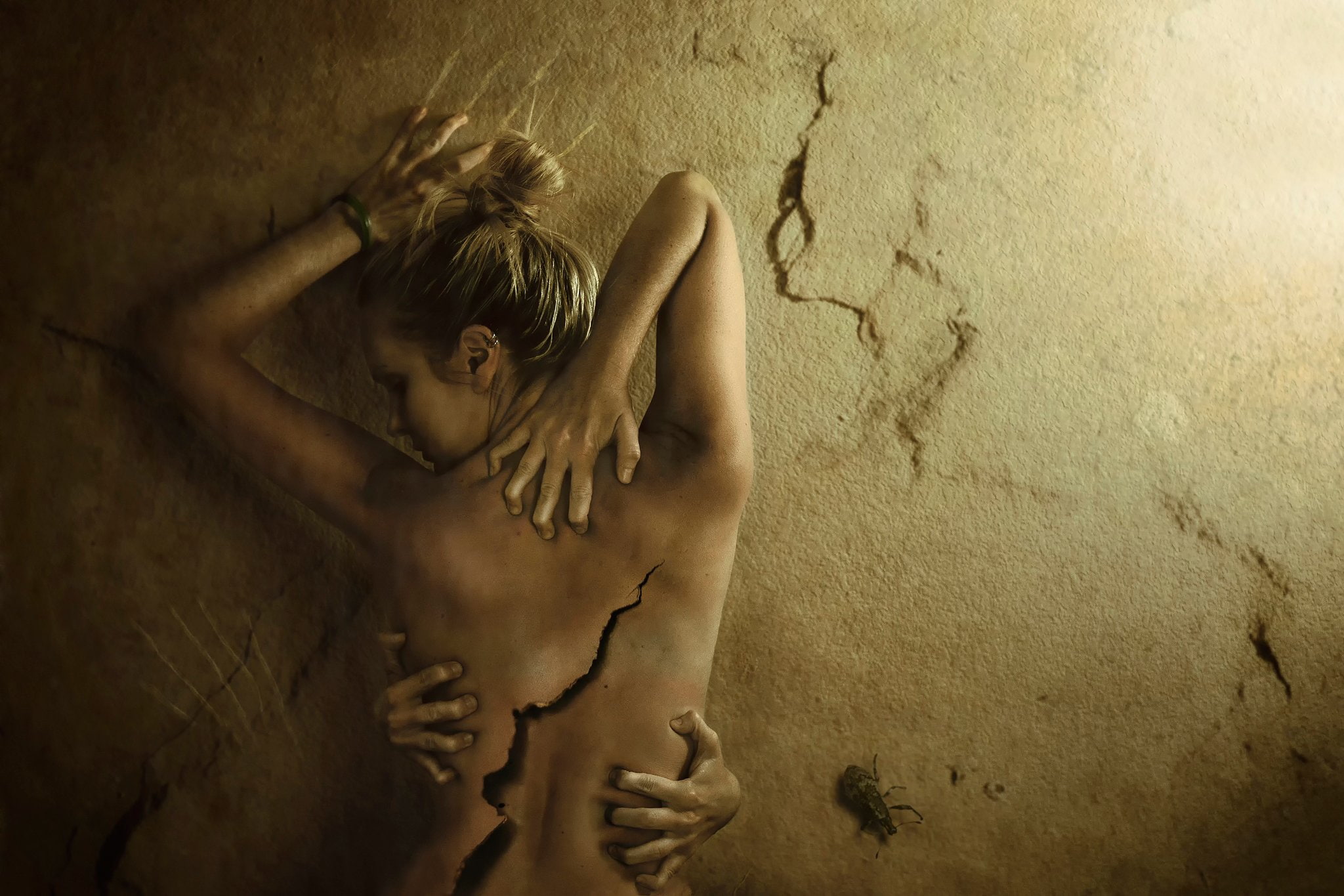 Emo, Gothic, girl, Cracks, wall, Dark, mood, horror, back, Sad, 1080P, love, pain, HD Wallpaper