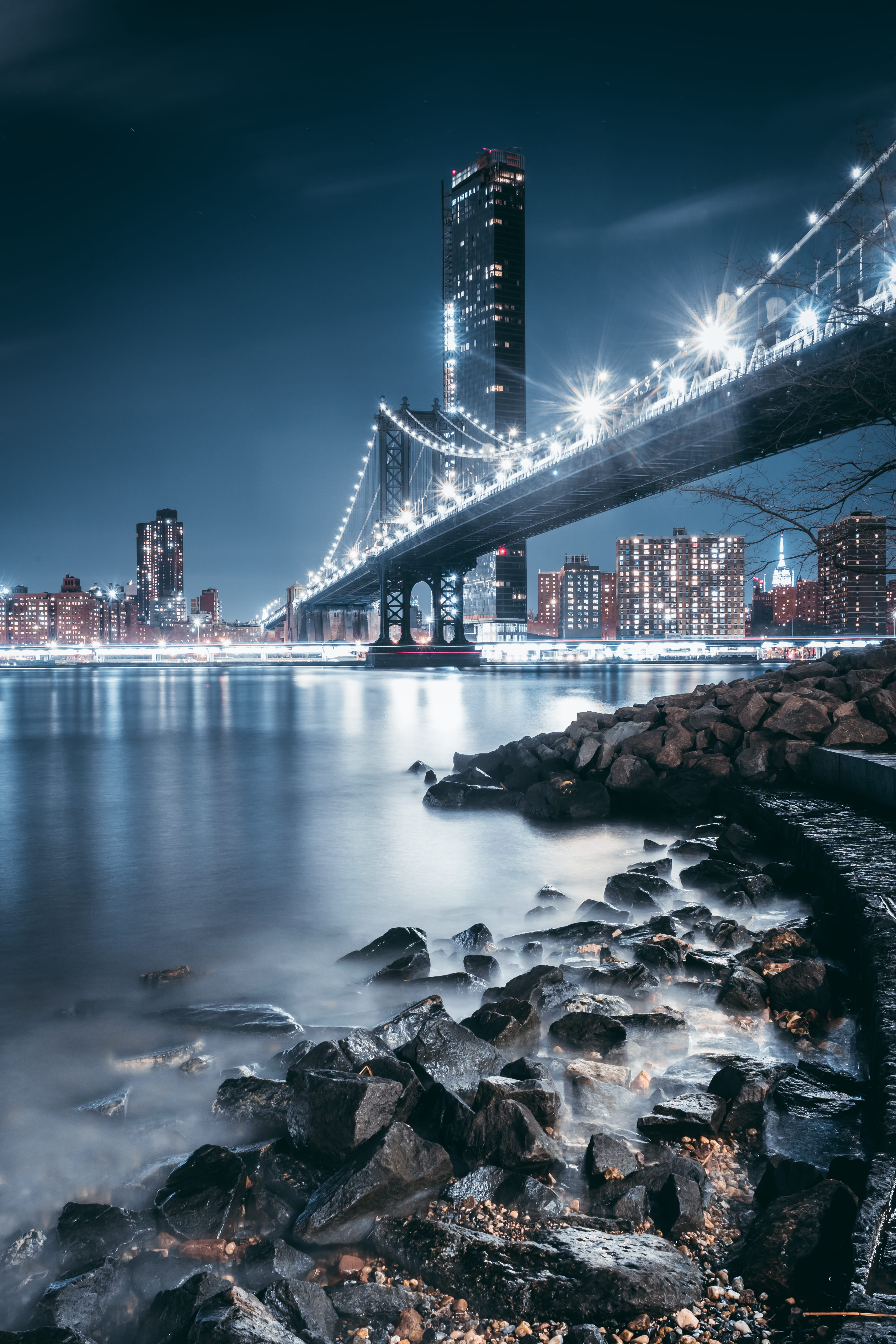 bridge, city, outdoors, sky, cityscape, washington, transportation, illuminated, modern, office building exterior, digital, travel destinations, Phone HD Wallpaper