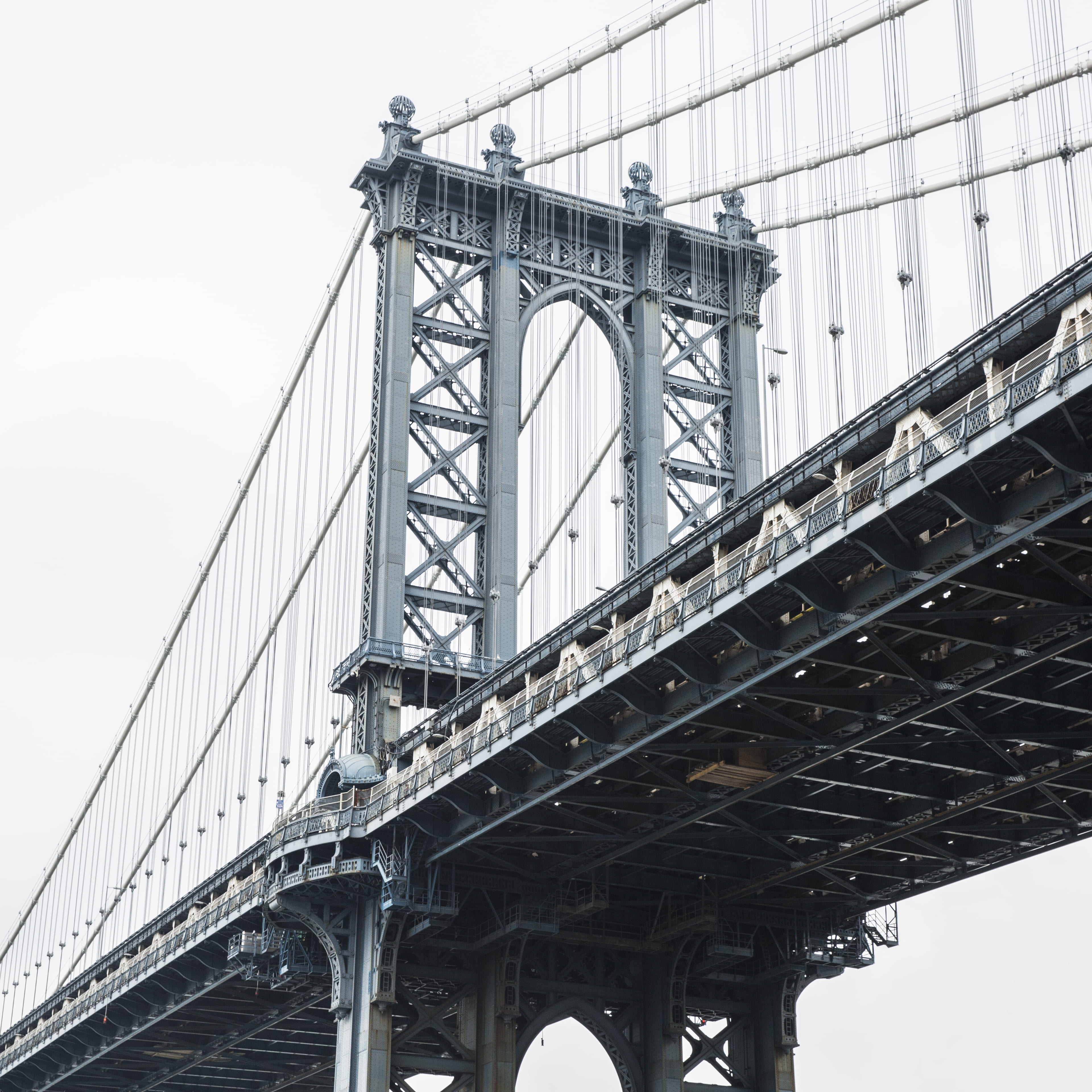 metal, structure, connection, 4K, nature, gray, york, sky, transportation, day, arch bridge, outdoors, city, low, suspension bridge, photography, suspension, Phone HD Wallpaper