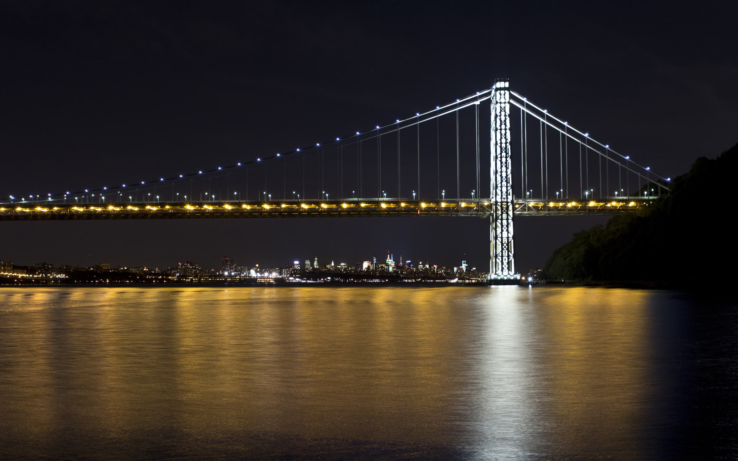 no people, nature, sky, cities, city, bridge, waterfront, outdoors, suspension bridge, 2K, bridge - man made structure, travel destinations, HD Wallpaper