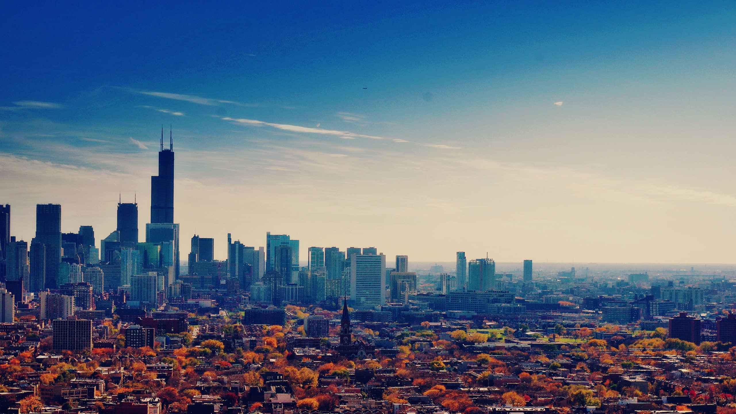 Chicago, Autumn, Metropolis, Sky, Illinois, USA, 2K, Skyscrapers, HD Wallpaper