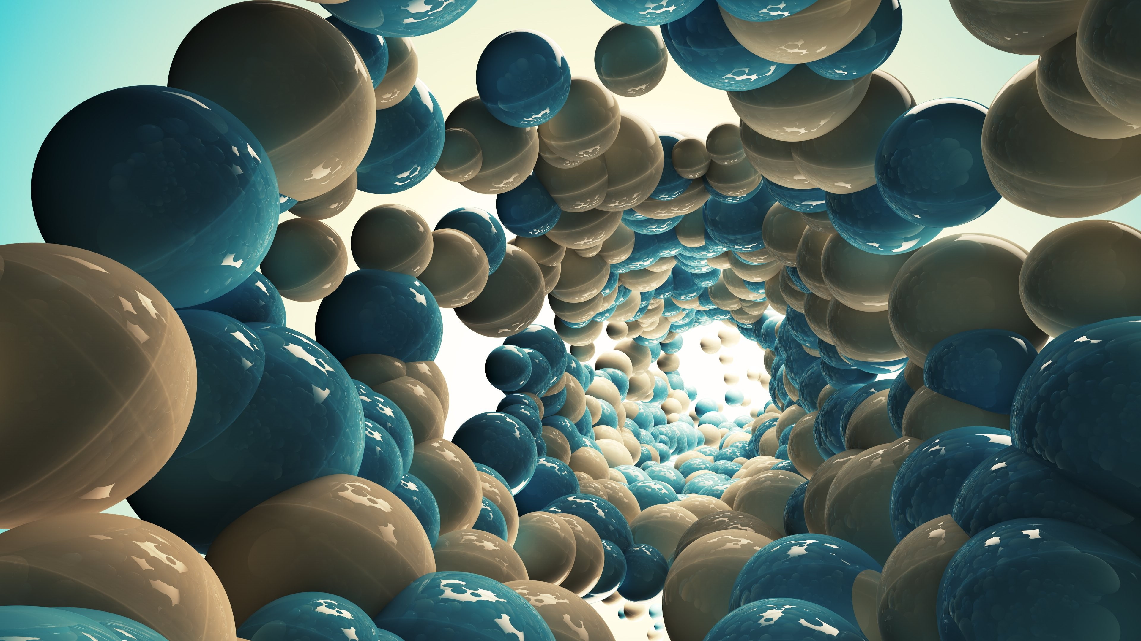 digital art, 4K, spiral, render, sphere, abstract, artwork, reflection, CGI, 3D, ball, HD Wallpaper