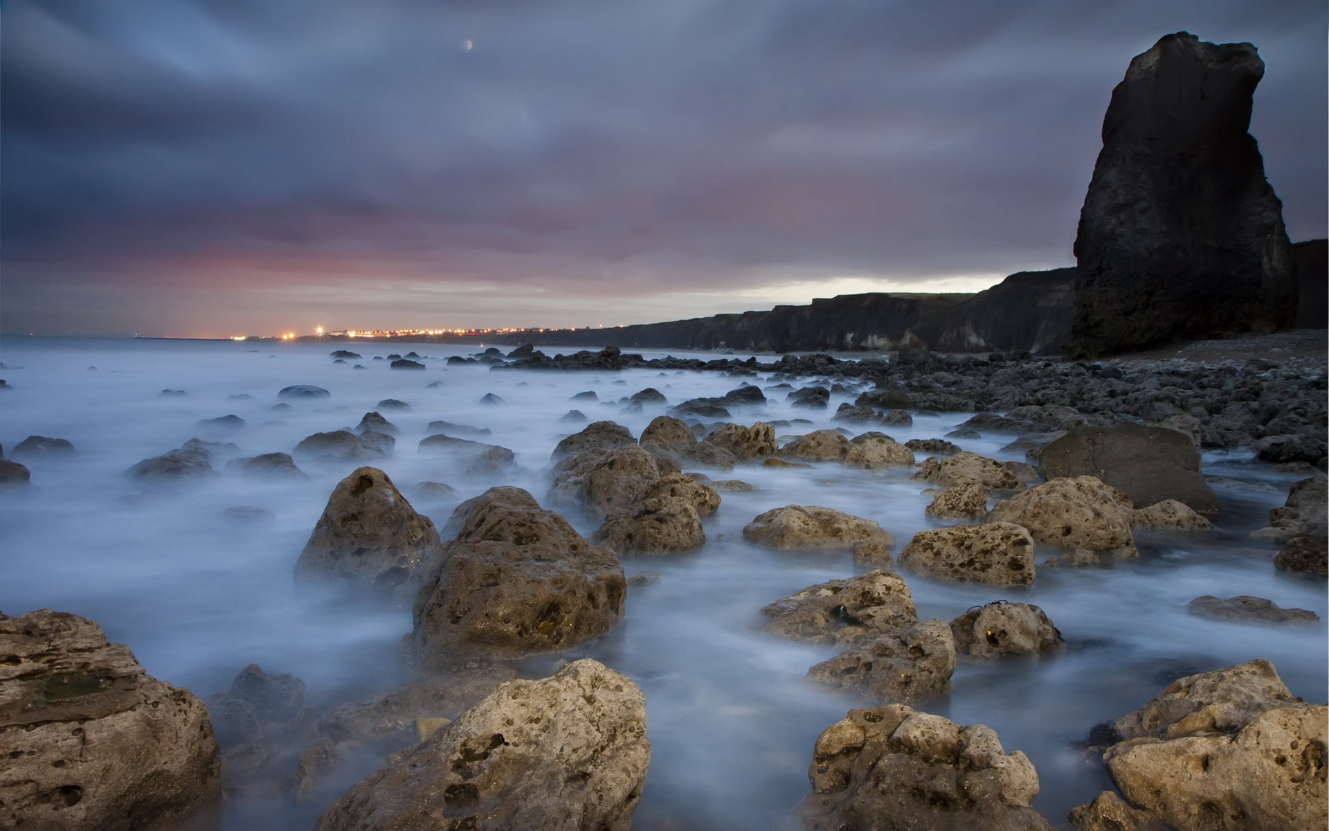 horizon over water, rock, water, sea, cloud - sky, idyllic, rock - object, nature, stack rock, non-urban scene, cover, tranquil scene, bolder, 1080P, land, HD Wallpaper