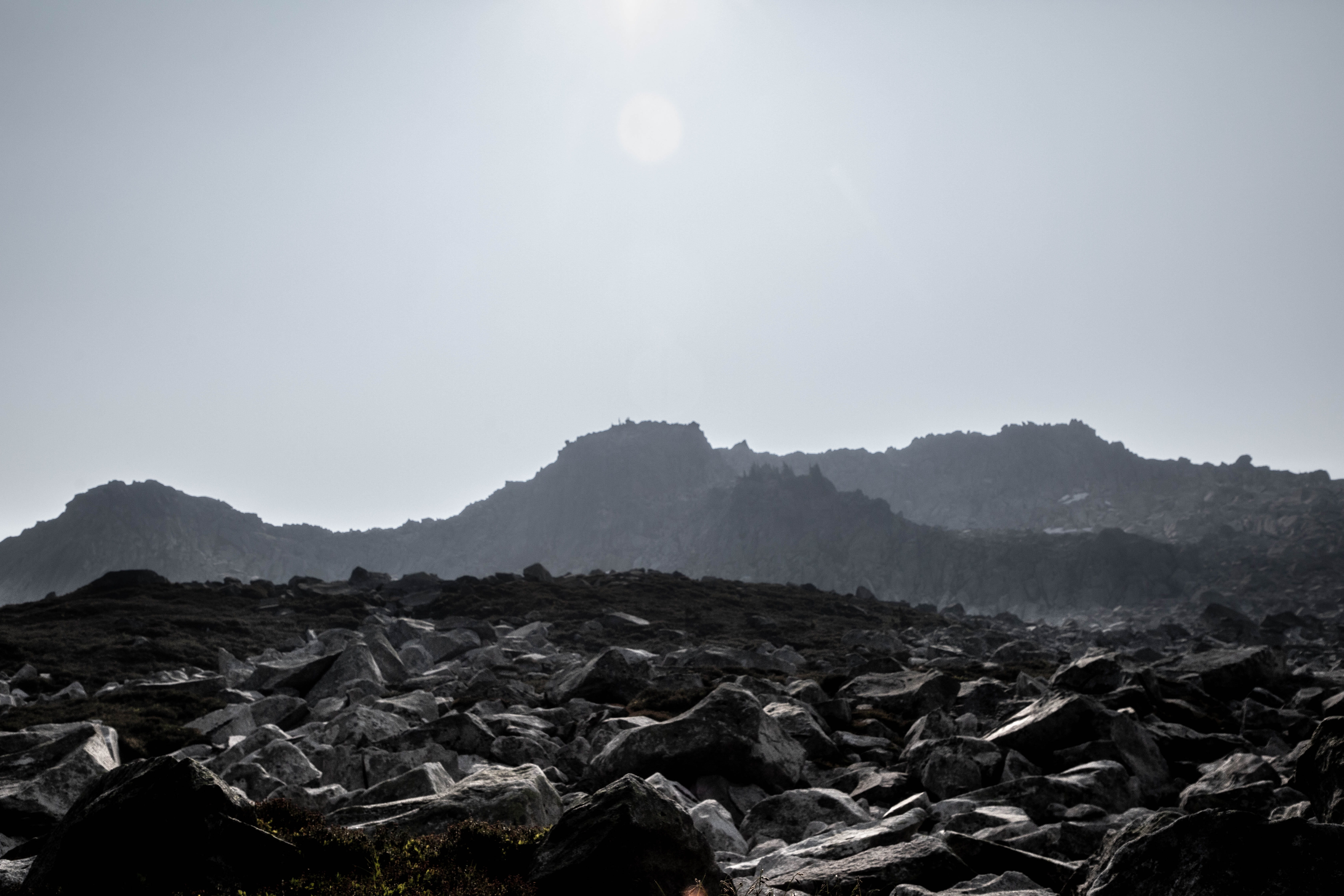 landscape, mountain range, tranquility, nature, sky, fog, copy space, scenics - nature, rocks, mountain peak, day, environment, non-urban scene, beauty in nature, HD Wallpaper