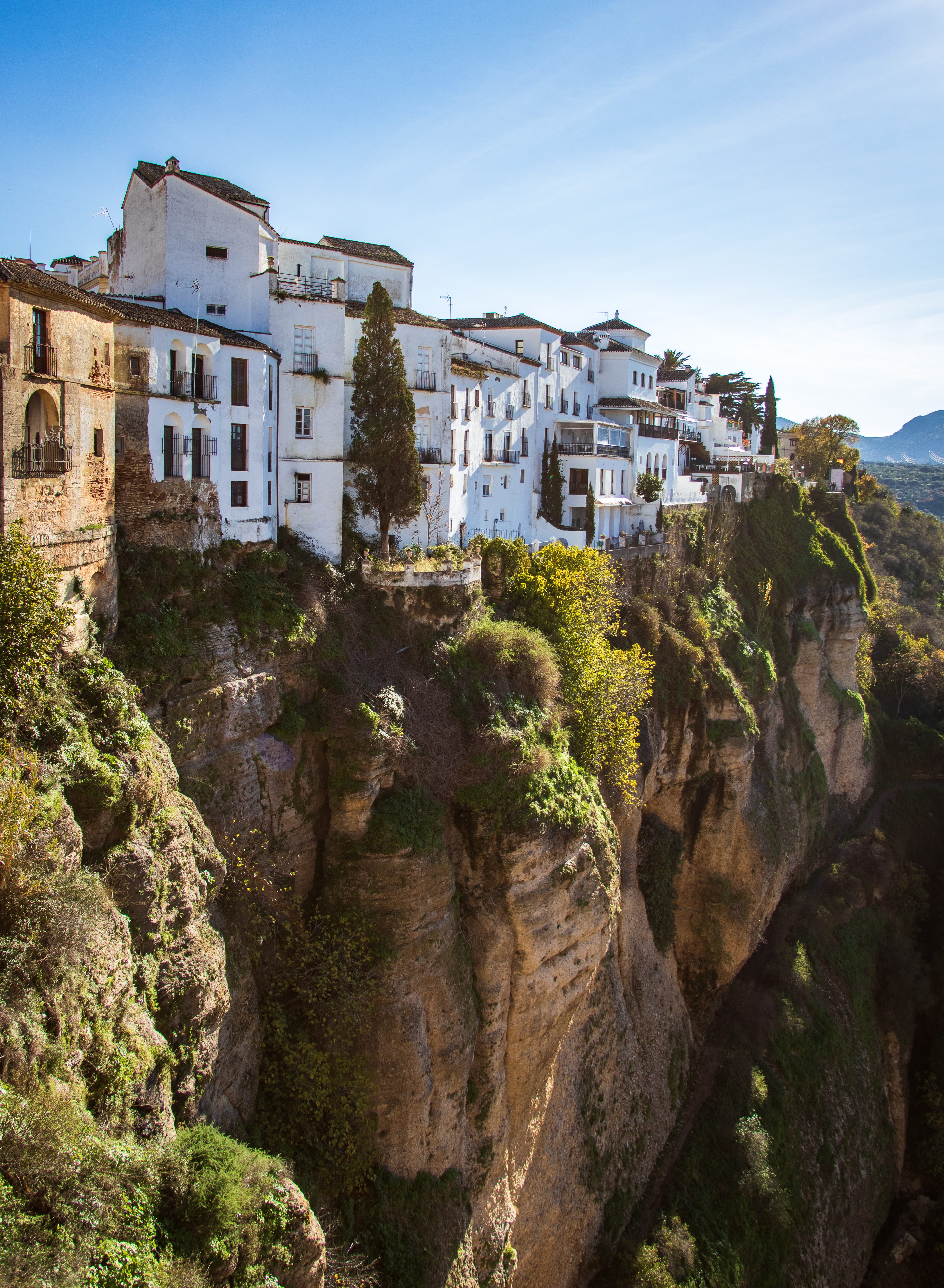 tree, rock - object, 5K, formation, rock formation, building exterior, building, nature, rock, ronda, sky, no people, the past, architecture, mountaintop, Phone HD Wallpaper