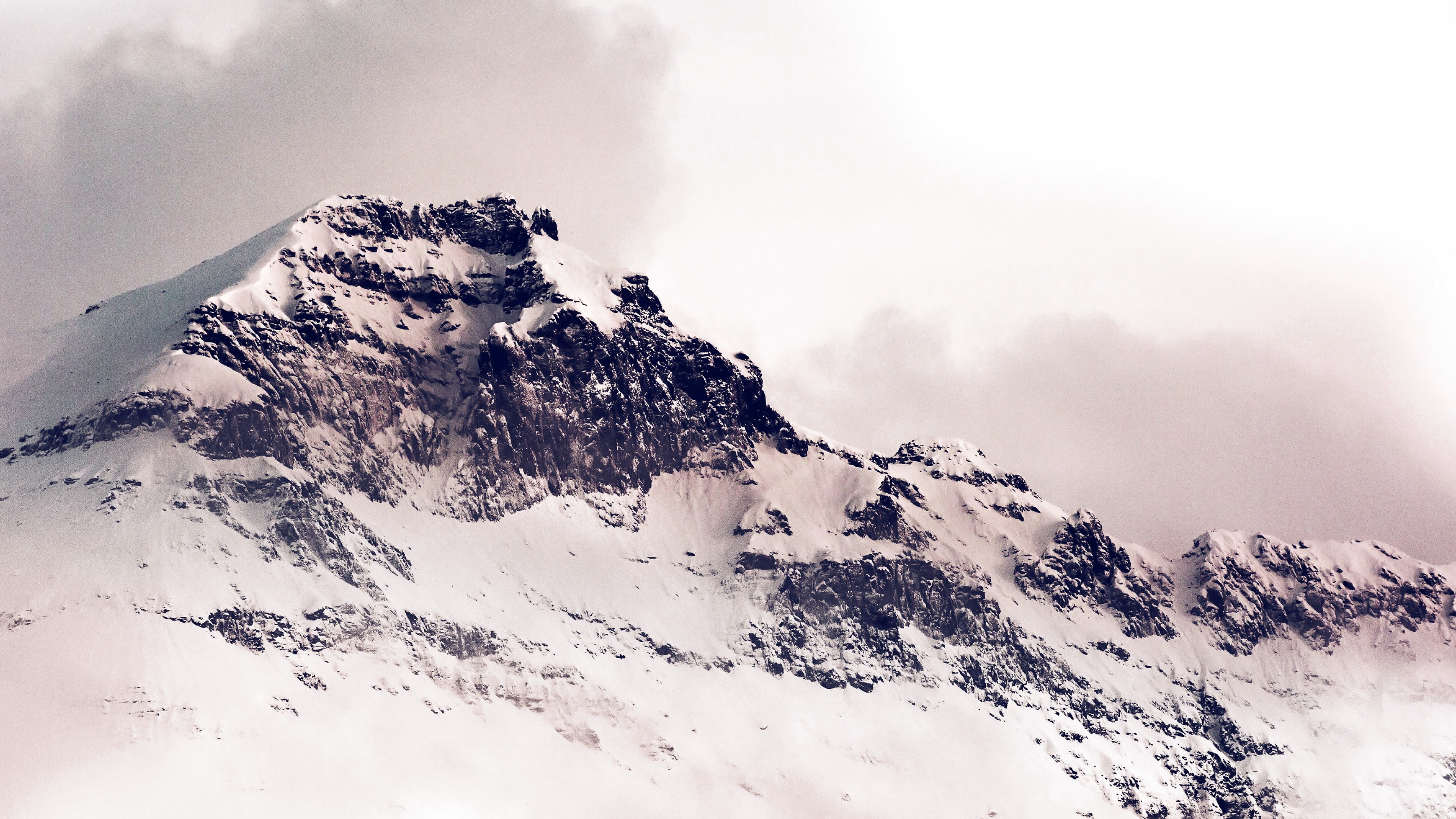 tranquility, beauty in nature, cloud - sky, scenics - nature, hill station, ridge, rock, 4K, environment, summit, outdoors, rock - object, winter, solid, HD Wallpaper