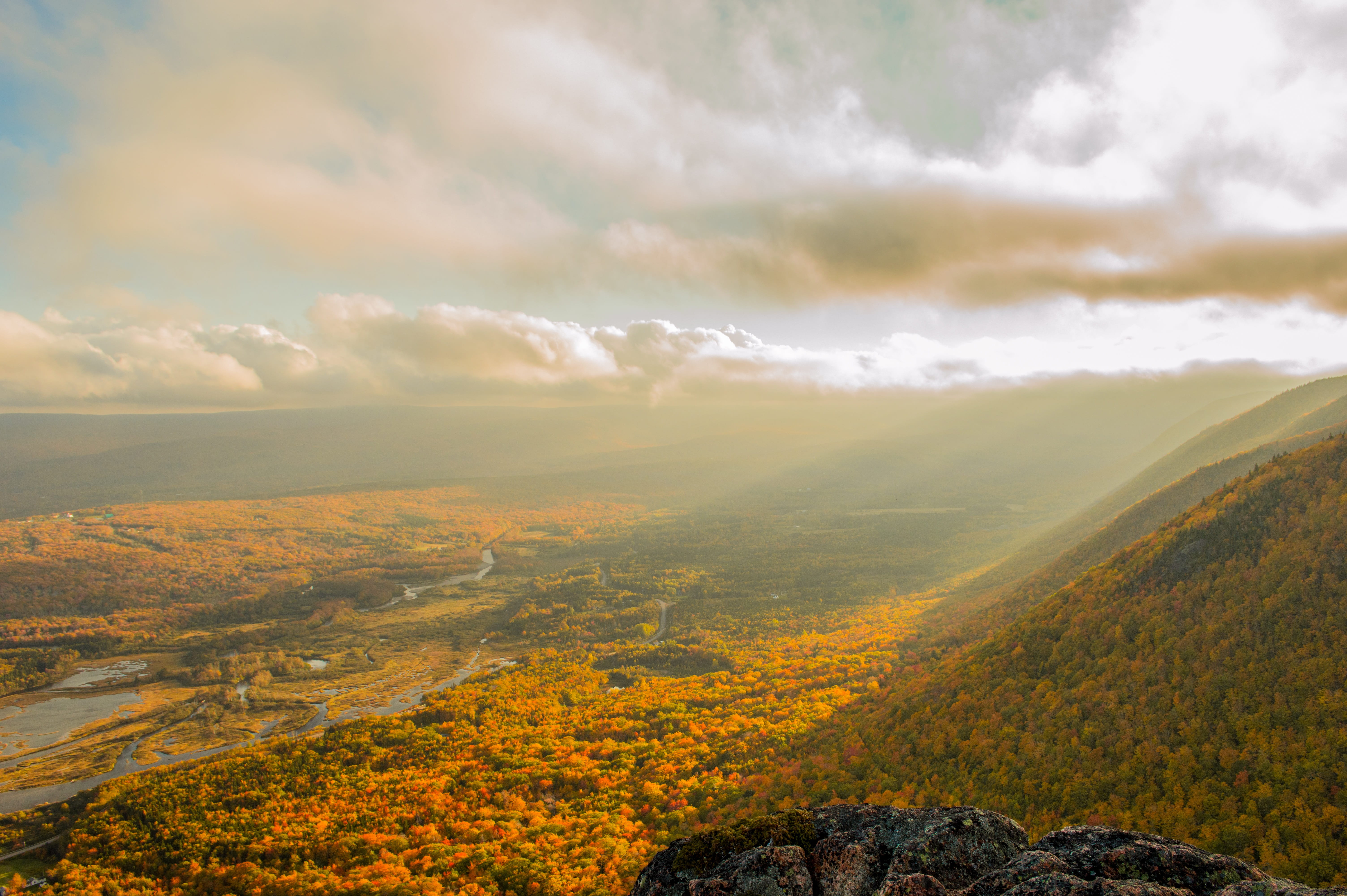 tranquil scene, land, landscape, 5K, autumn, non-urban scene, countryside, change, beauty in nature, mountain, tranquility, mountaintop, no people, river, HD Wallpaper