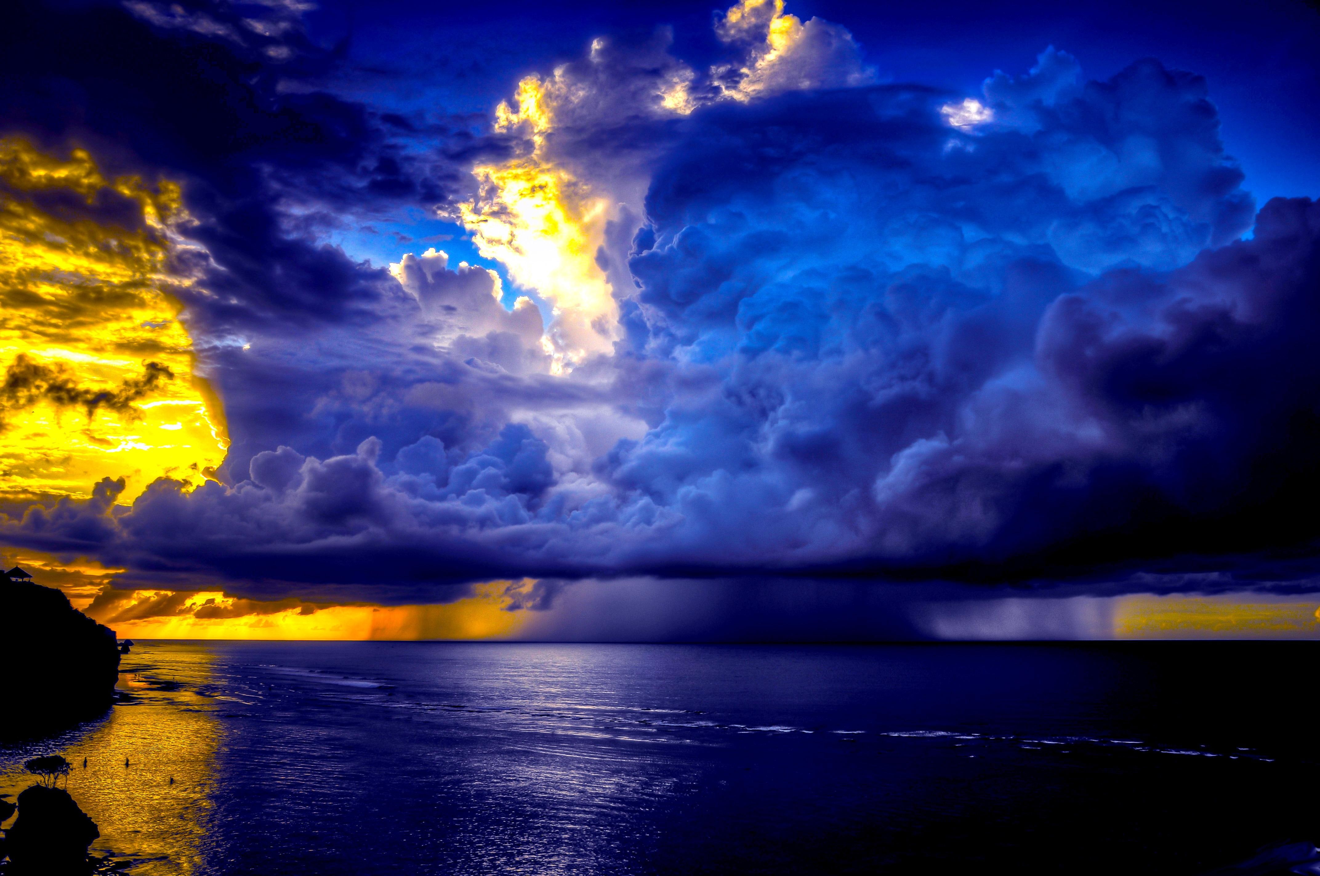 clouds, water, thick, blue, collaboration, body, 4K, HD Wallpaper