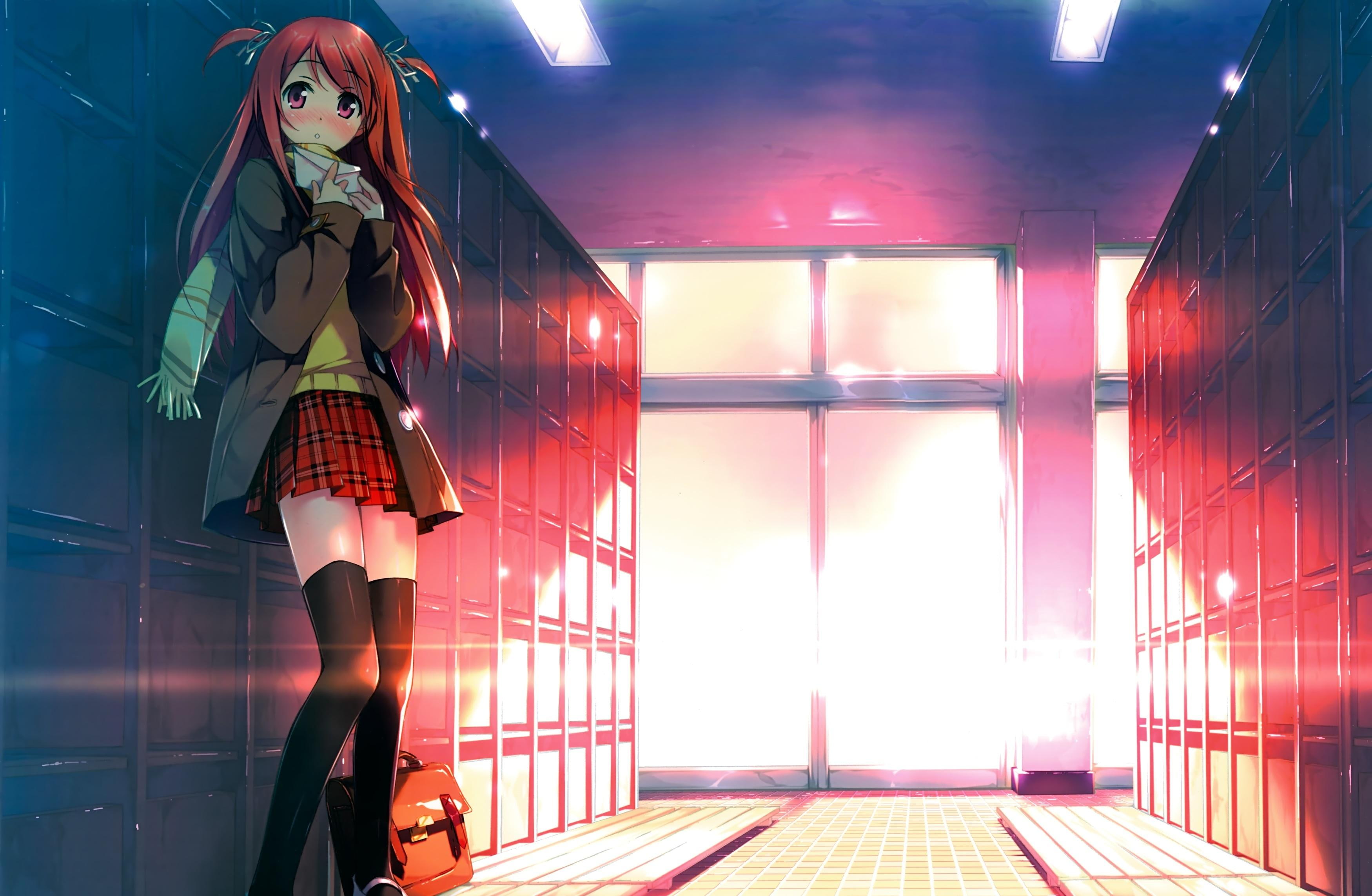 beautiful, shirt, sunset, jacket, woman, books, 2K, pretty, beauty, skirt, anime, white, cute, school, girl, HD Wallpaper
