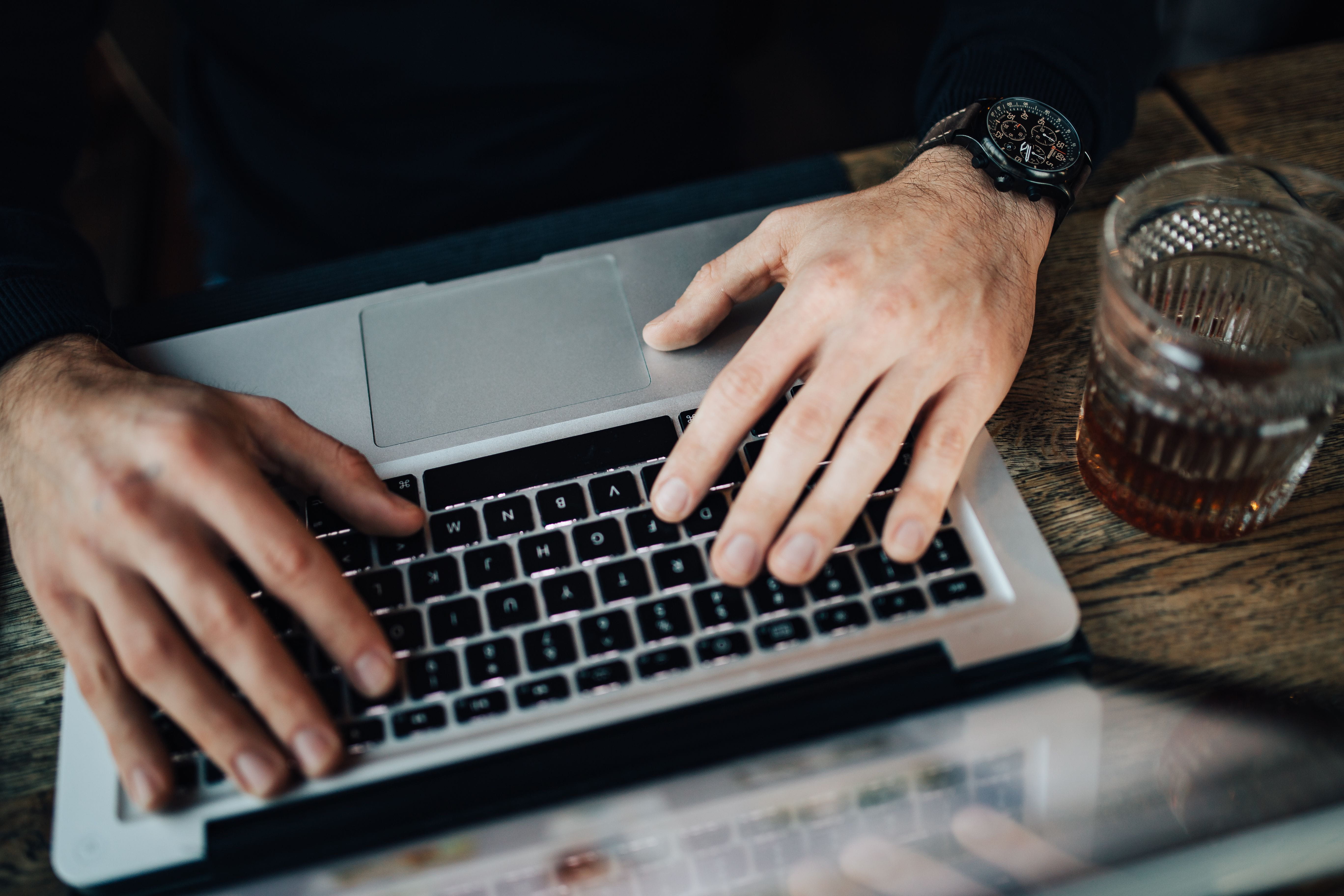 man, alone, macbook, using laptop, architect, workspace, one Person, finger, human body part, indoors, macbook pro, adult, businessman, working, business, HD Wallpaper